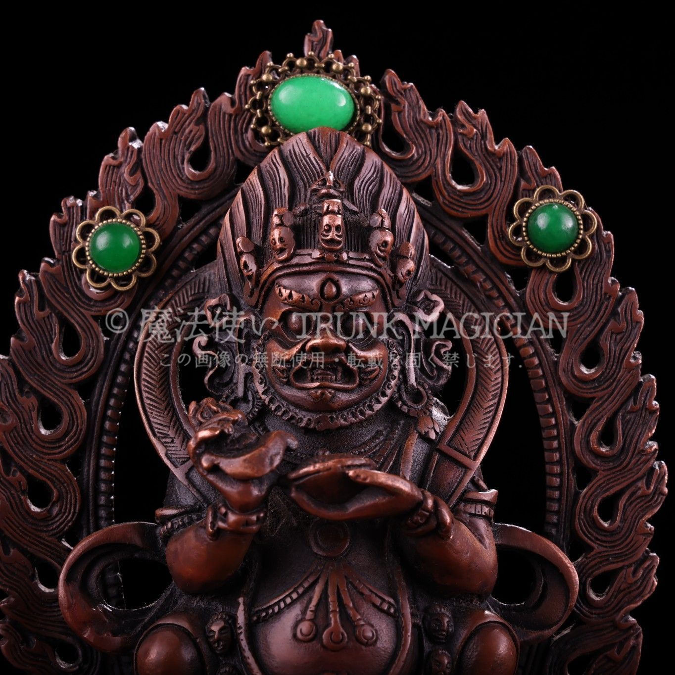 旧家蔵出し 紫銅製 寶石嵌 大黑天 護法像 仏像 密教上品 置物 文房賞物