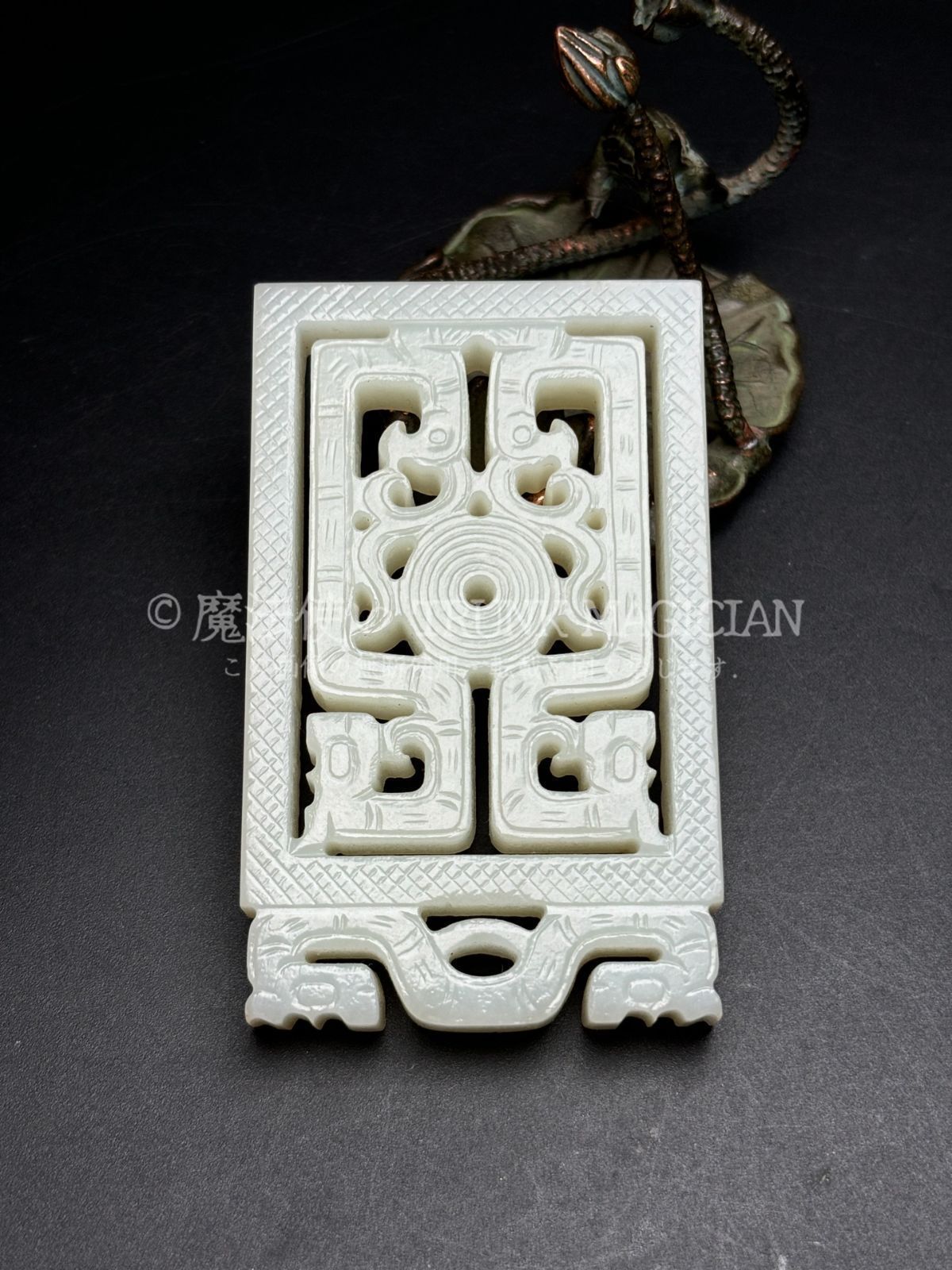 旧家蔵出し 和田玉細密彫 羊脂白玉 龍鳳呈祥紋 玉珮 彫刻 根付 裝身具