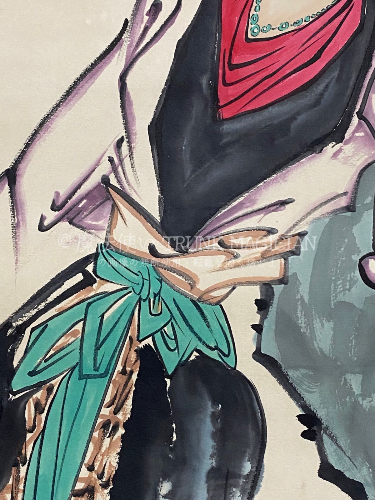 旧家蔵出し 四尺中堂画 白伯? 仕女画 宣紙 肉筆紙本 掛軸 中国画 中国