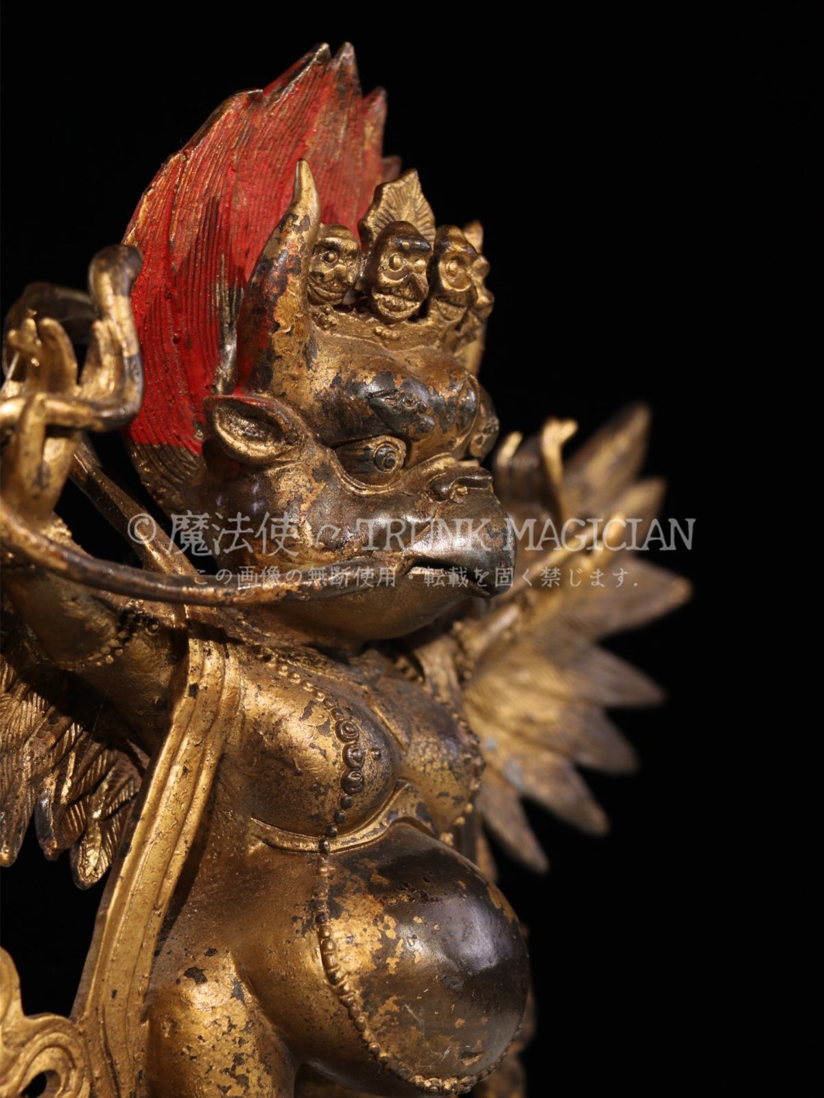 蔵友旧蔵出 銅製 塗金 藏傳象鼻財神降魔杵 希少珍品 貴重品 置物 古賞