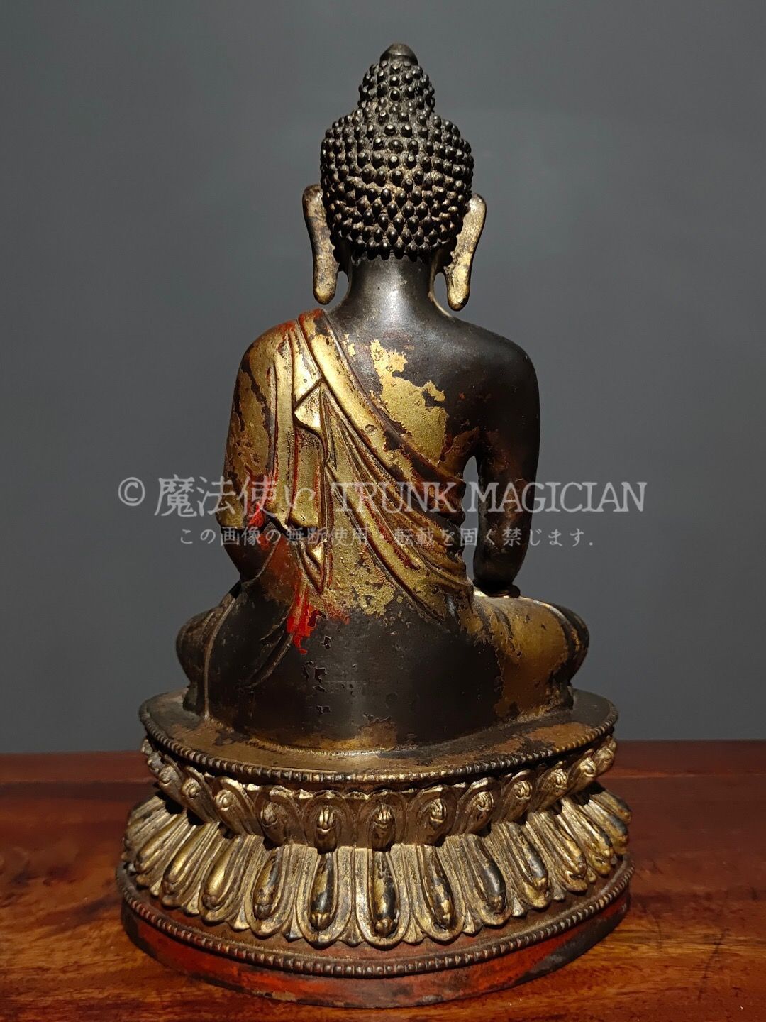 旧家蔵出し 銅製 浮彫 鏨刻 泥金 朱砂 釋迦牟尼像 仏像 密宗密教 供養