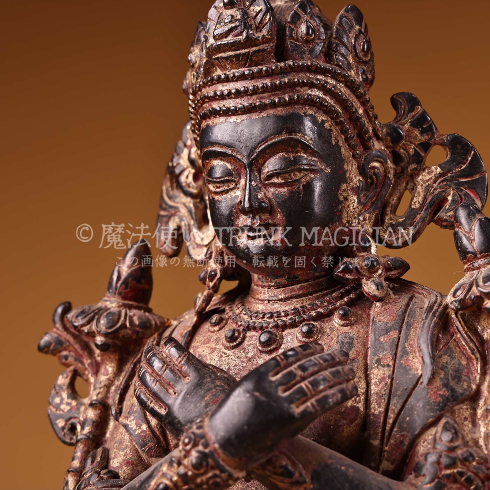 旧家蔵出し 銅製 浮彫 鏨刻 泥金 金剛總持仏 仏像 密宗密教 供養品 古