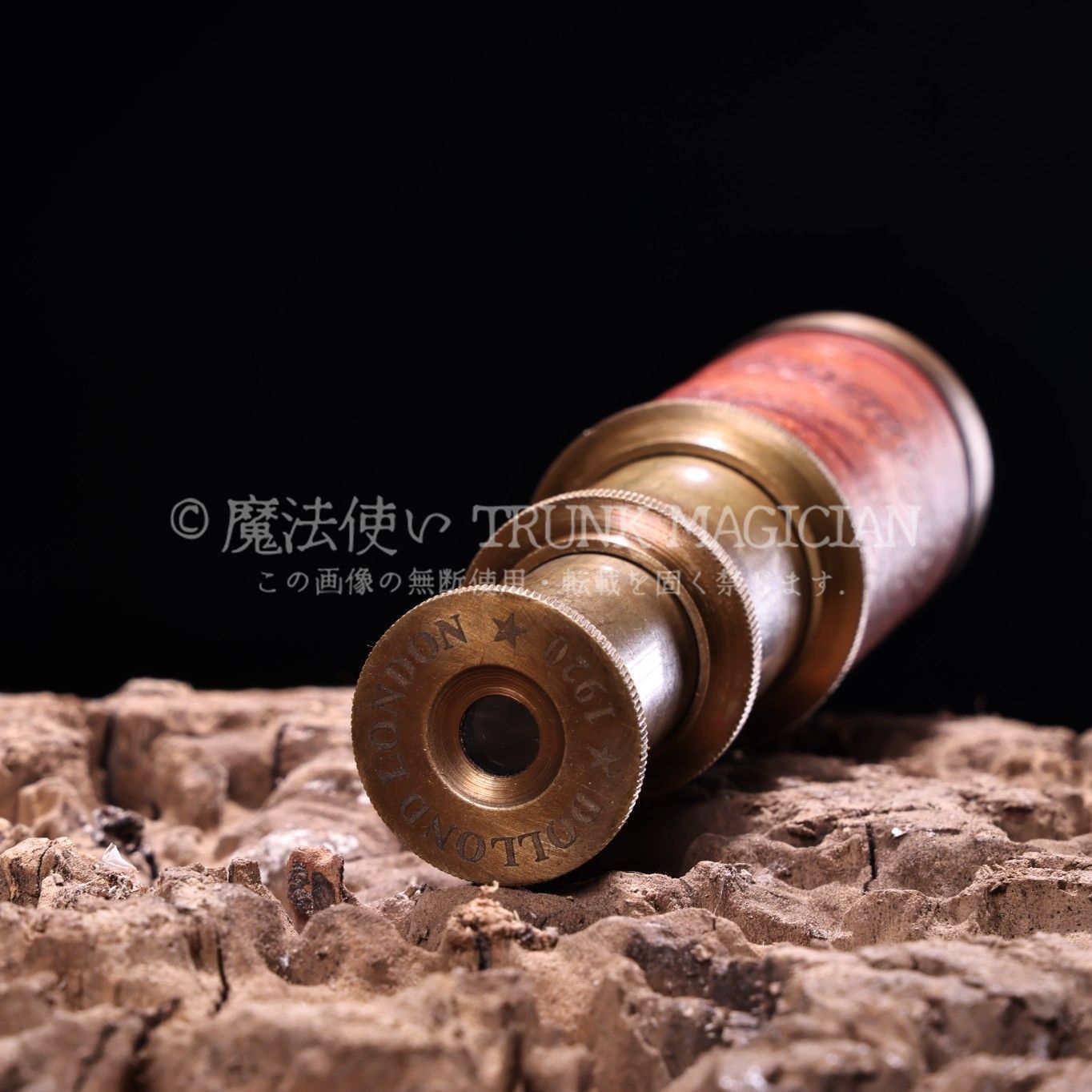 旧家蔵出し銅製 細作 望遠鏡 精密儀器 置物 箱付 根付 供養品 古美術品 