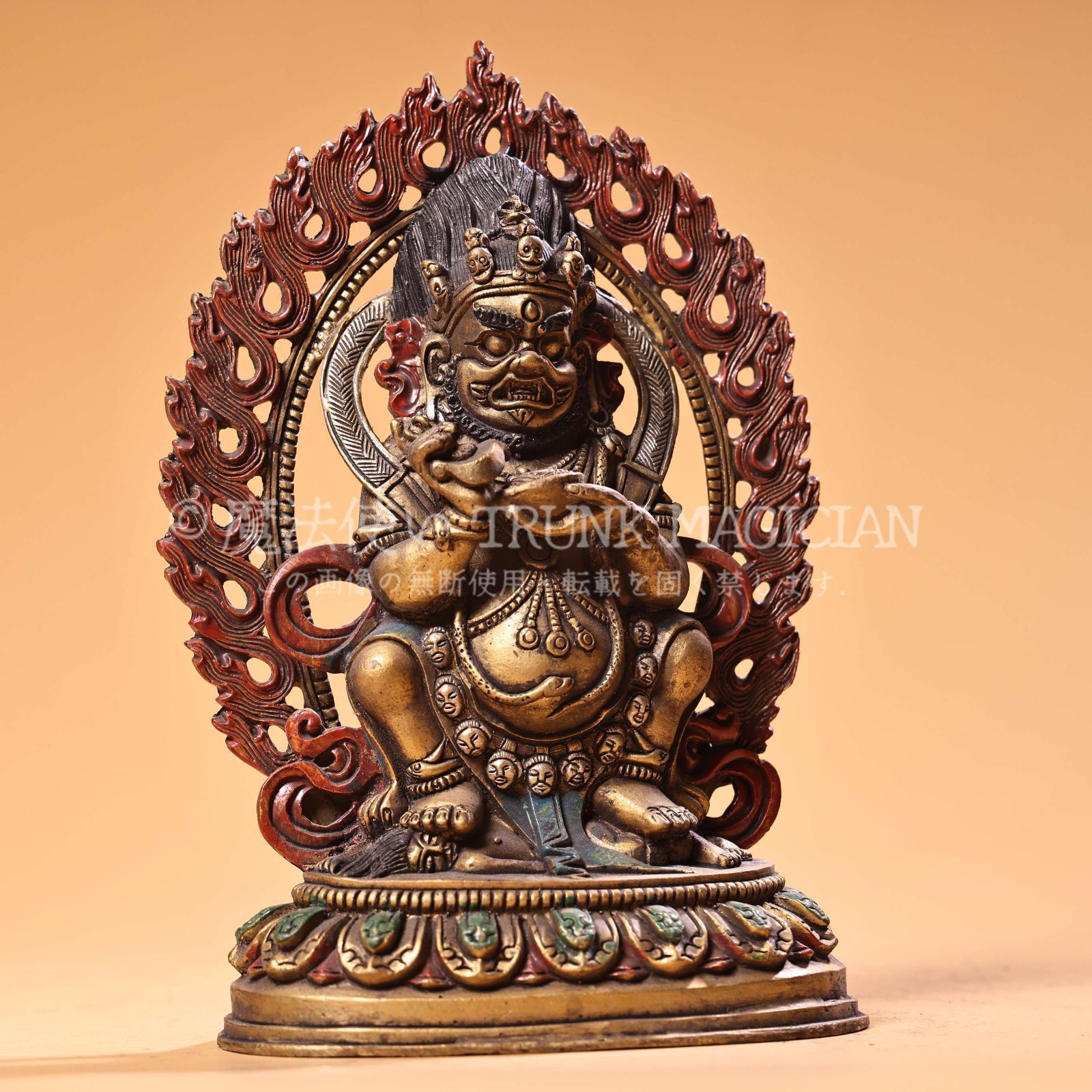 旧家蔵出し 銅製 描金 彩繪 大黑天仏像 密宗密教 蔵伝仏像 供養品 古