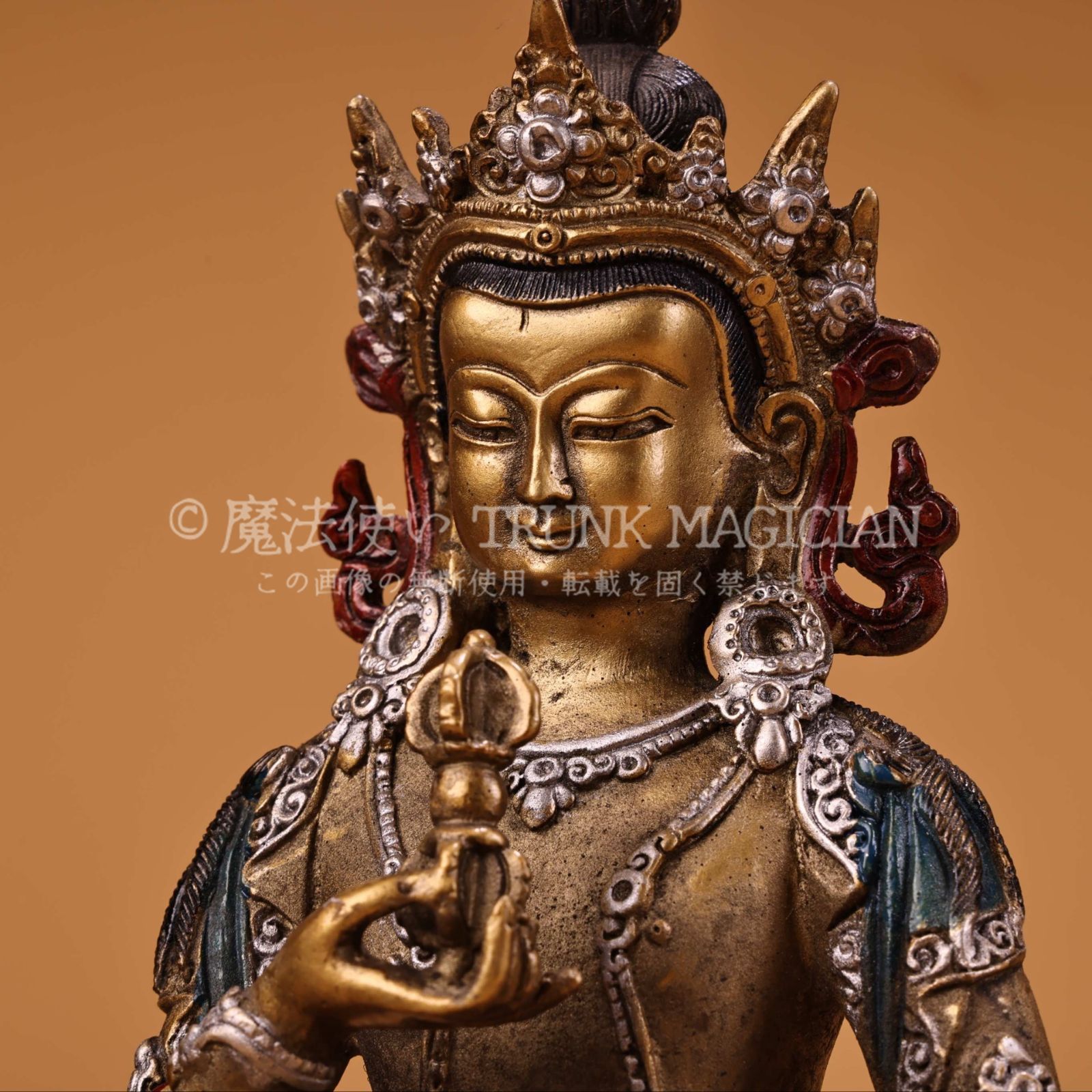 旧家蔵出し 銅製 浮彫 鏨刻 描金 彩繪 金剛薩錘菩薩像 仏像 密宗密教