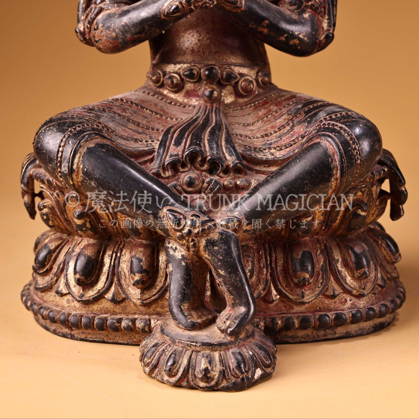 旧家蔵出し 銅製 浮彫 鏨刻 泥金 金剛總持仏 仏像 密宗密教 供養品 古