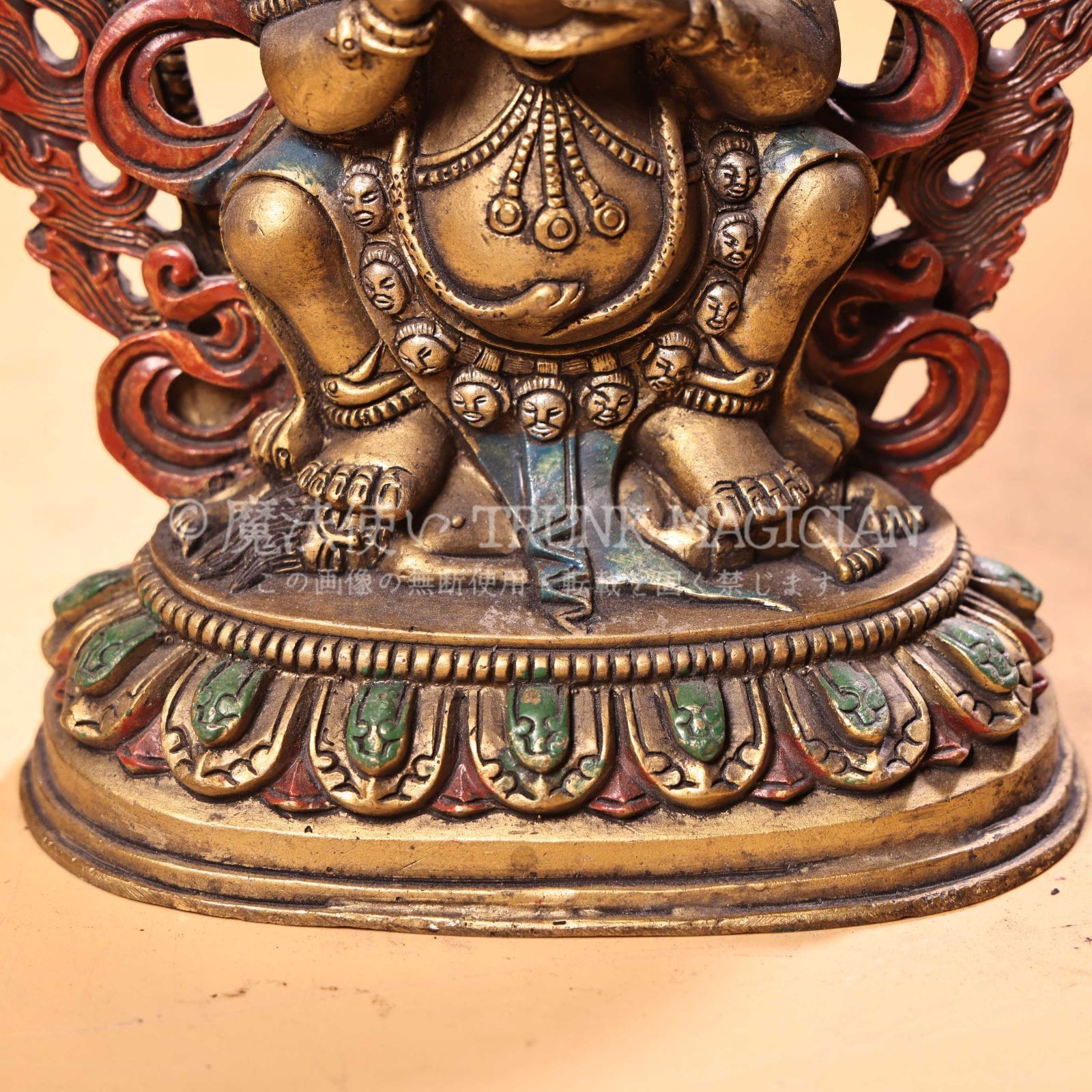 旧家蔵出し 銅製 描金 彩繪 大黑天仏像 密宗密教 蔵伝仏像 供養品 古