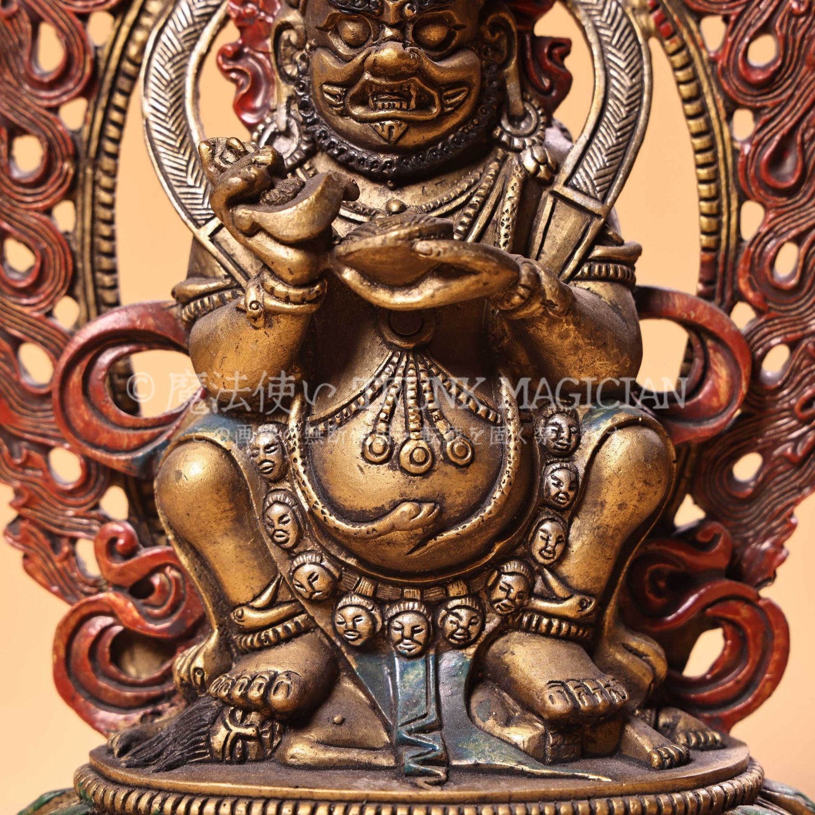 旧家蔵出し 銅製 描金 彩繪 大黑天仏像 密宗密教 蔵伝仏像 供養品 古