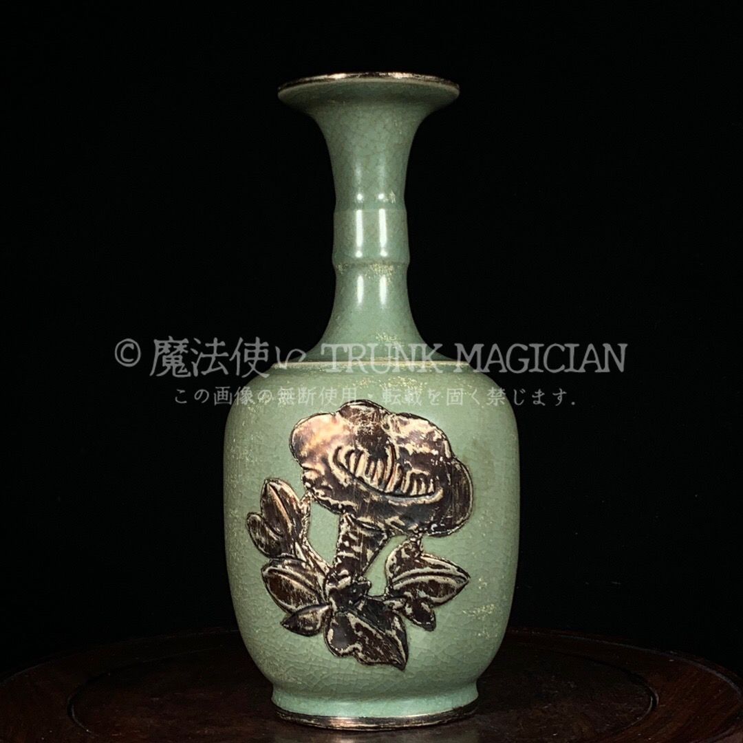 旧家蔵出し 宋 汝窯 包口 銀嵌 竹節瓶 古陶瓷器 陶芸 造型精美 古美術