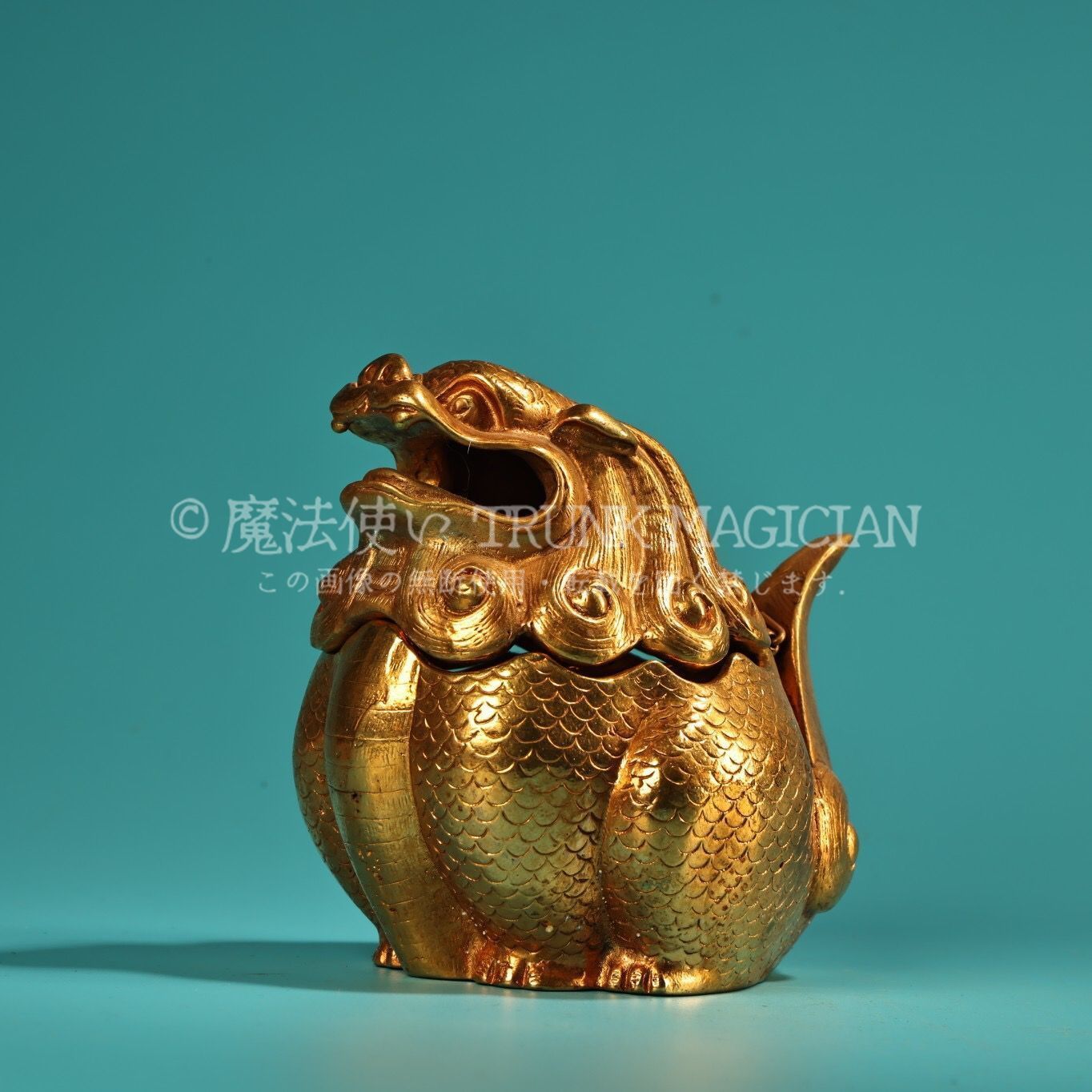 旧家蔵出し 銅製 塗金 瑞獣熏香炉 香道具 逸品仏具 仏具一般 供養品 古