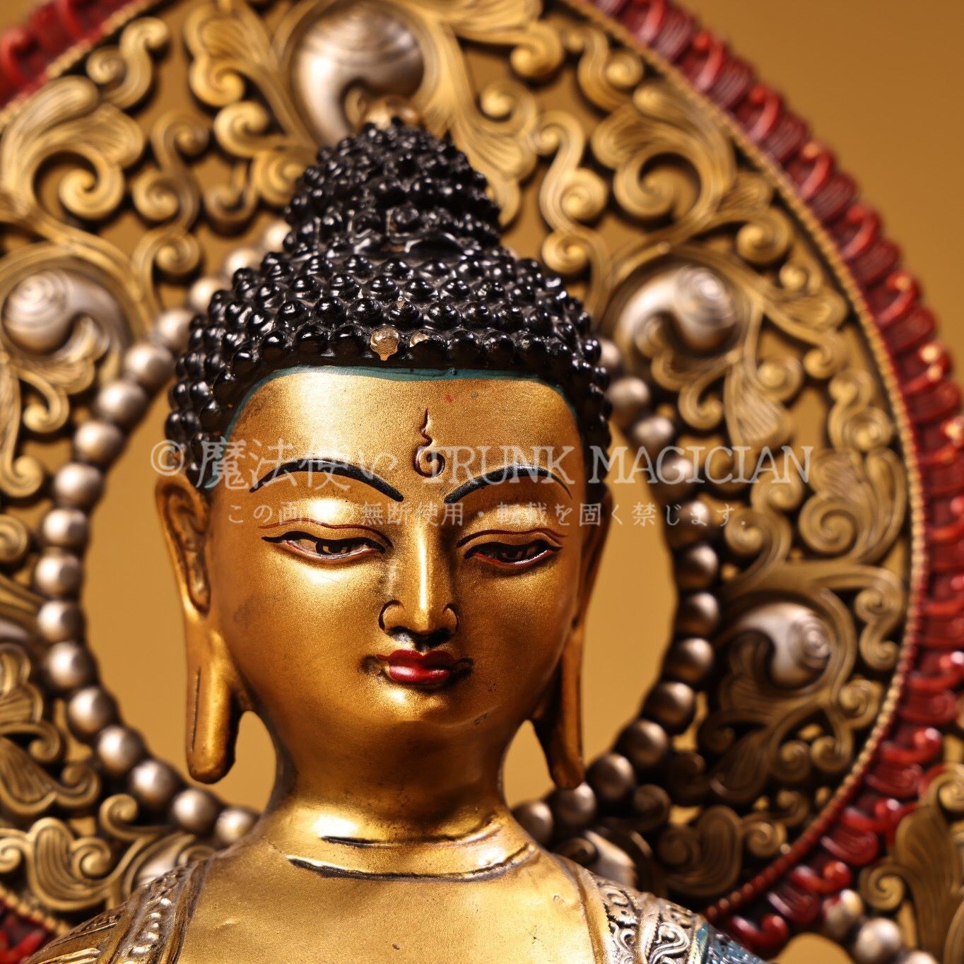 旧家蔵出し 銅製 浮彫 鏨刻 描金 彩繪 藥師仏 仏像 密宗密教 供養品 古