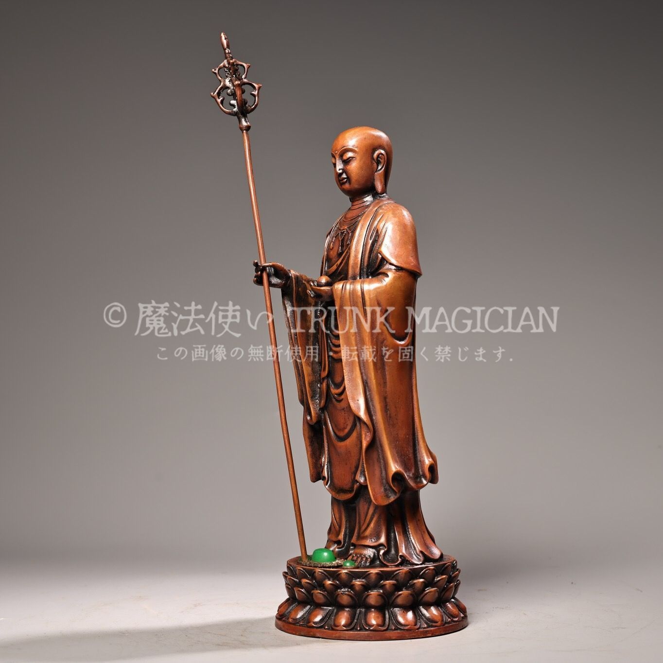 旧家蔵出し 紫銅製 寶石嵌 地藏王菩薩像 仏像 宗教 仏教古美術 供養品