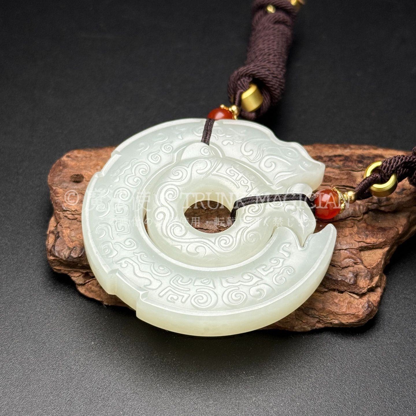 古美術品　白玉 龍鳳文　砡　65g 旧家蔵出し 和田玉細密彫 極品白玉 龍鳳呈祥紋 玉璧 根付 裝身具 置物