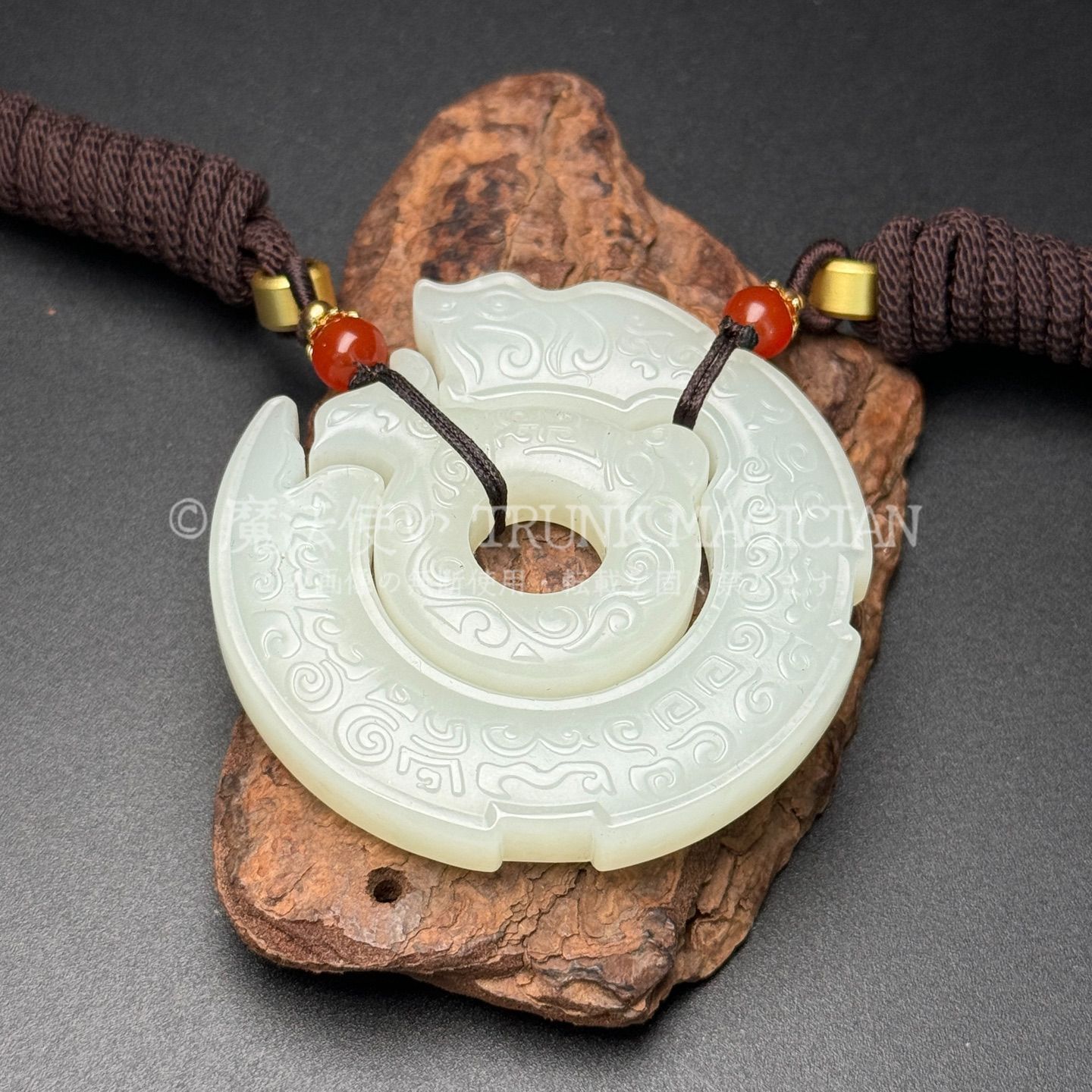 旧家蔵出し 和田玉細密彫 極品白玉 龍鳳呈祥紋 玉璧 根付 裝身具 置物