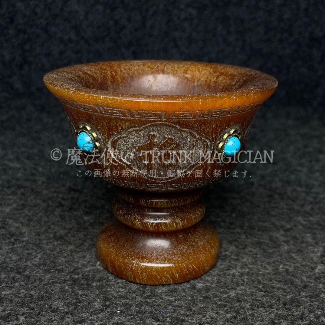 旧家蔵出し 角材細密彫 神獣紋 酒杯 酒器 箱付 置物 賞物 供養品 古