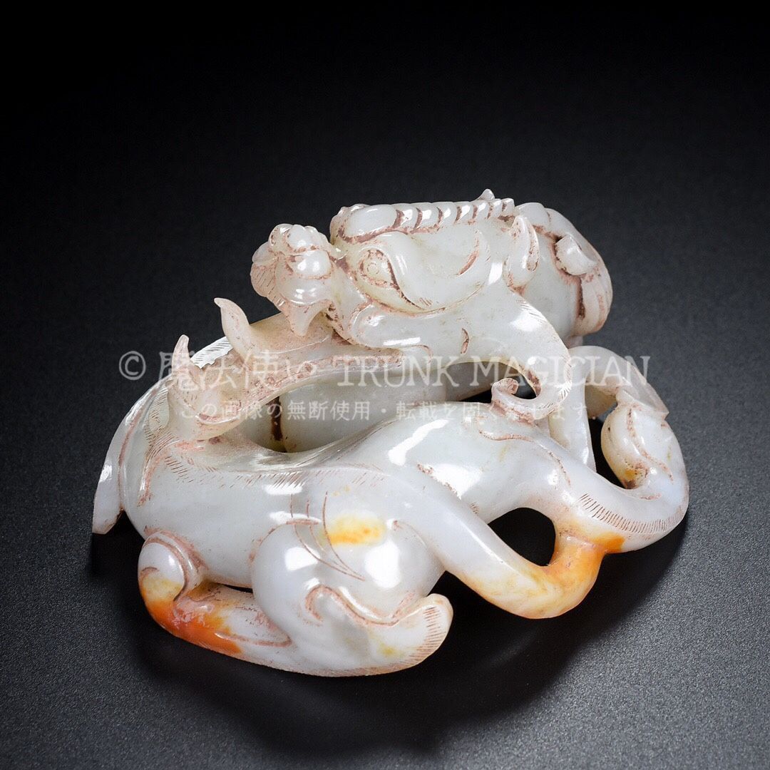 旧家蔵出し 和田玉細密彫 羊脂白玉 盤龍 造型精美 彫刻 根付 裝身具 賞