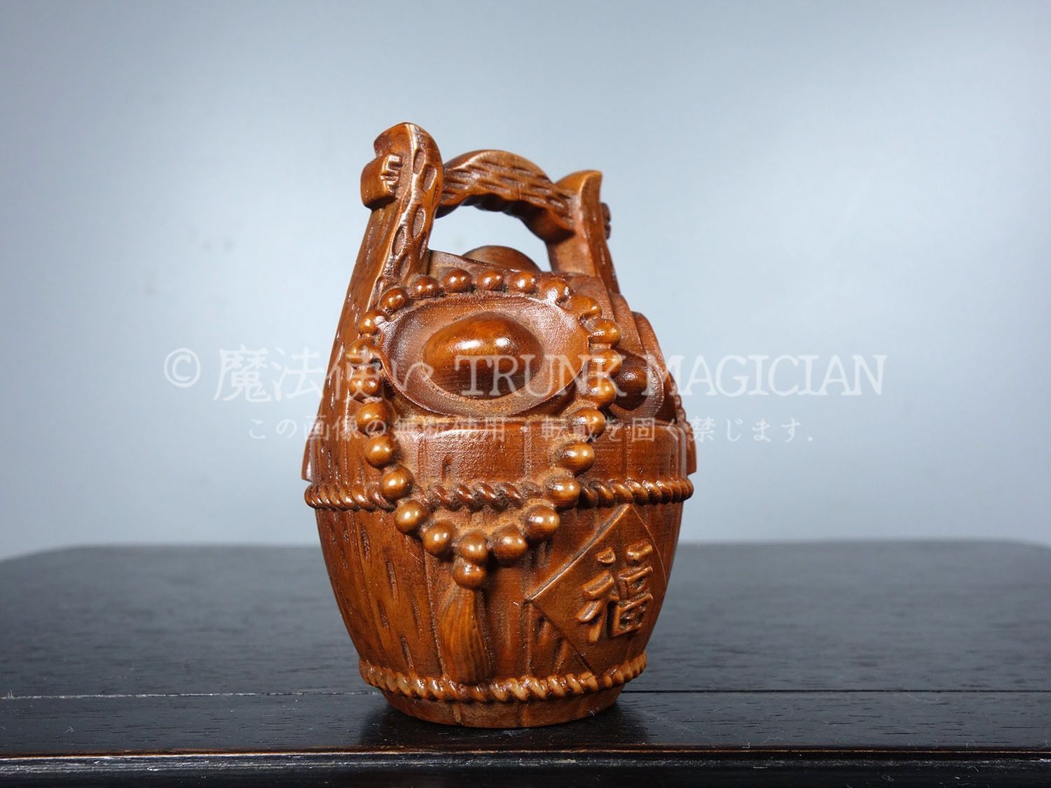 旧家蔵出し 黄楊木細密彫 一桶金 置物 賞物 文房具 書道品 供養品 古