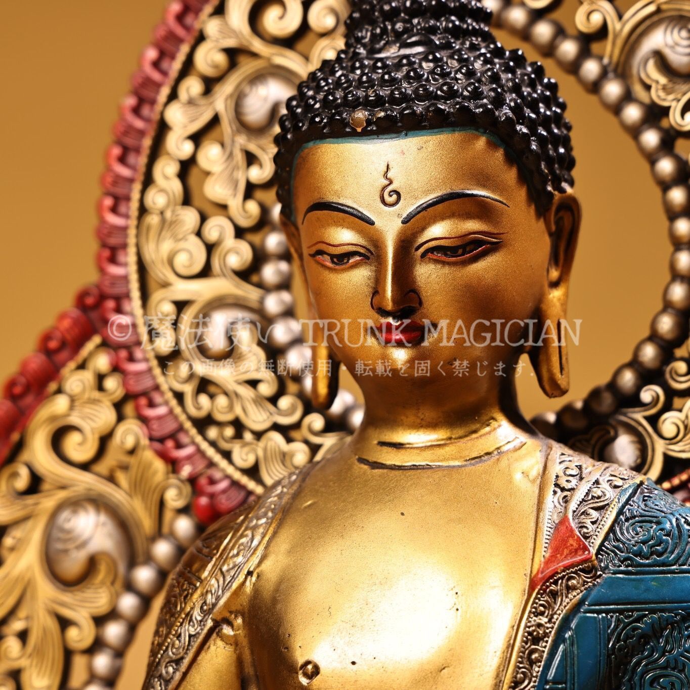 旧家蔵出し 銅製 浮彫 鏨刻 描金 彩繪 藥師仏 仏像 密宗密教 供養品 古