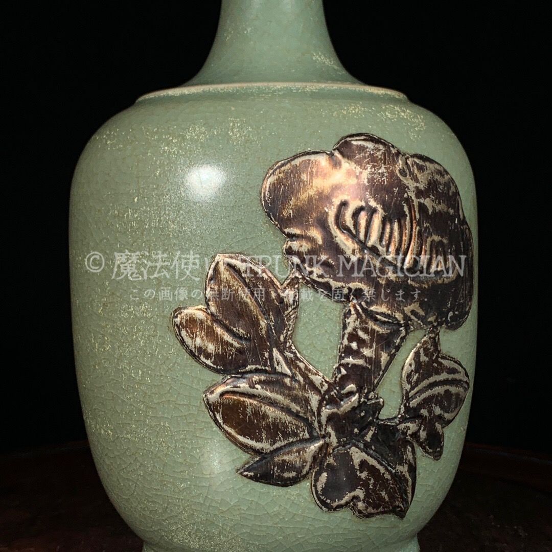 旧家蔵出し 宋 汝窯 包口 銀嵌 竹節瓶 古陶瓷器 陶芸 造型精美 古美術