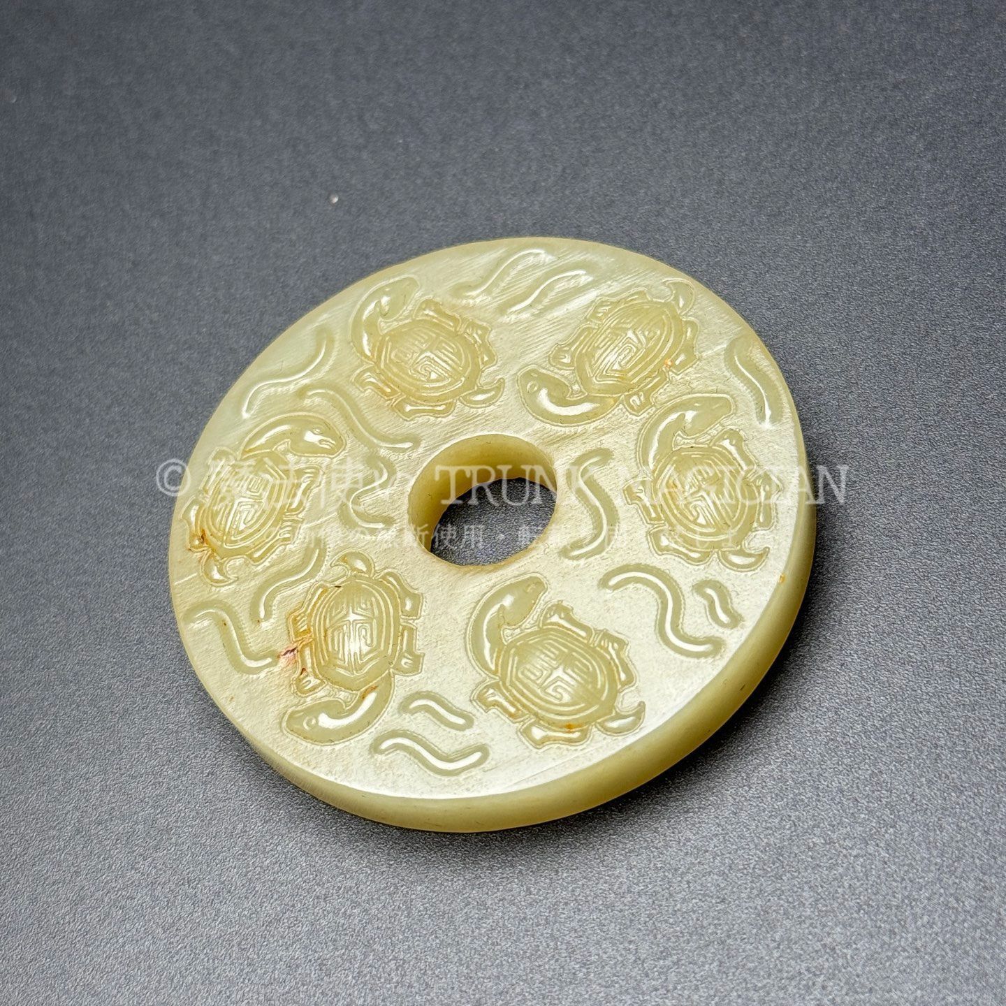 旧家蔵出し 和田玉細密彫 八卦玉珮 長寿龜 置物 賞物 供養品 古美術品