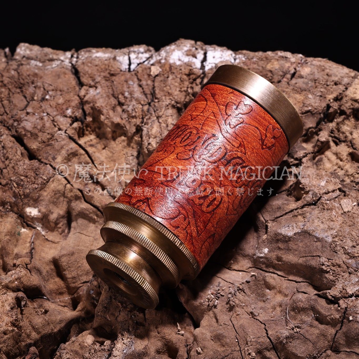 旧家蔵出し銅製 細作 望遠鏡 精密儀器 置物 箱付 根付 供養品 古美術品 