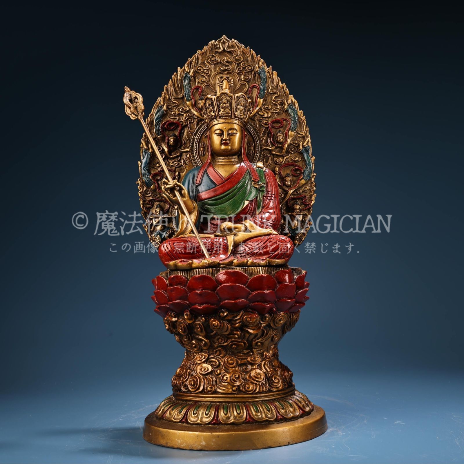 旧家蔵出し 銅製 浮彫 鏨刻 描金 彩繪 地藏王菩薩像 仏像 密宗密教