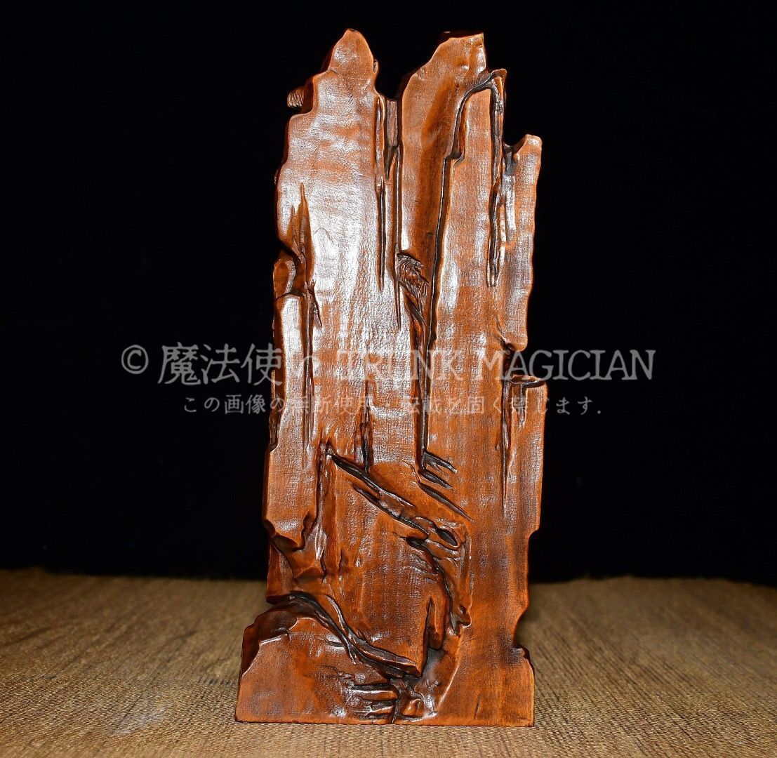 旧家蔵出し 黄楊木製 細密彫 靠山達摩 置物 文房賞物 供養品 古美術品