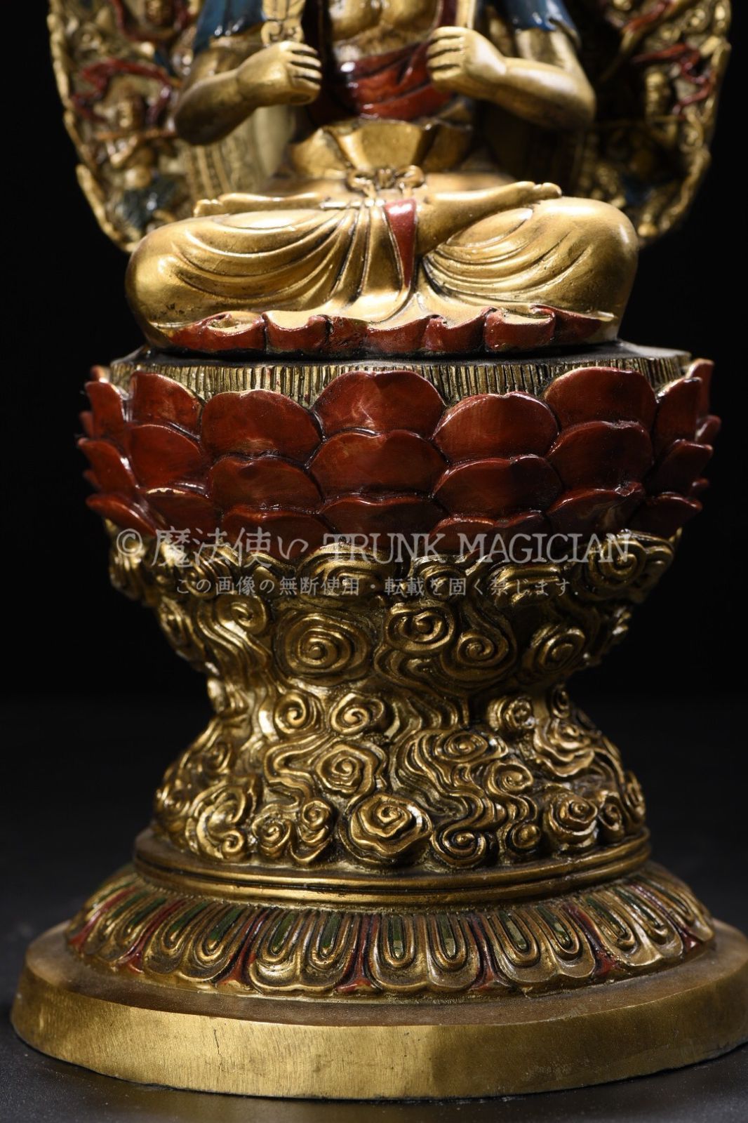 旧家蔵出し 銅製 金鍍 彩繪 大勢至菩薩像 仏像 仏教古美術 密宗密教