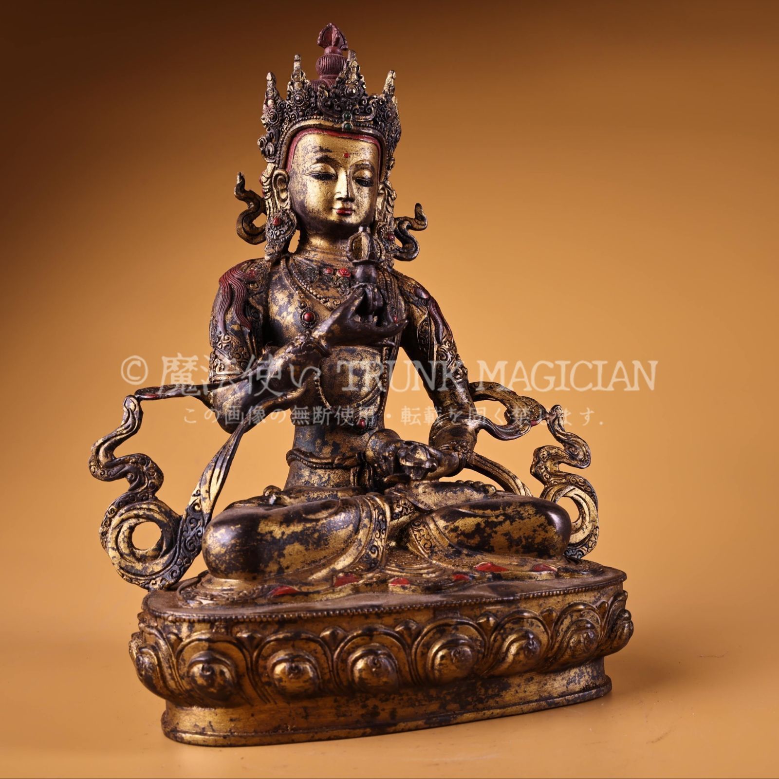 旧家蔵出し 銅製 泥金 金剛薩錘像 仏像 仏教古美術 密宗密教 供養品 古