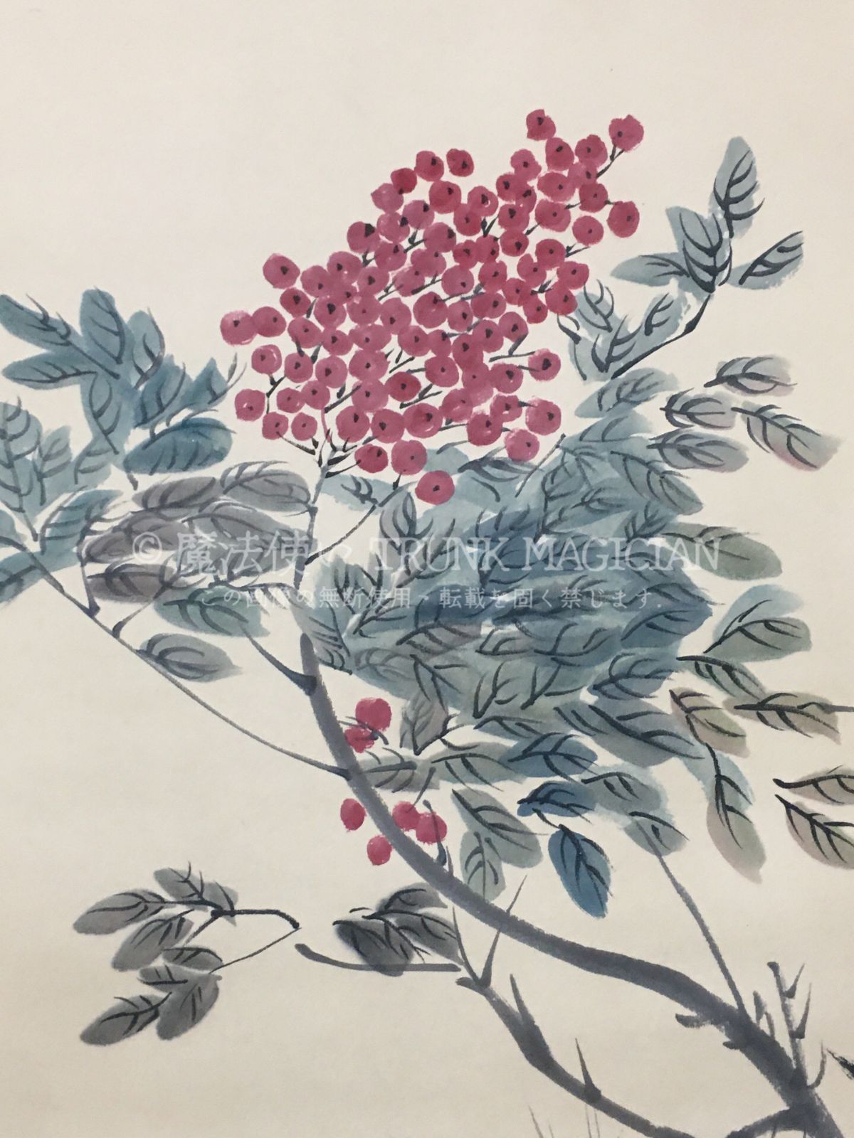 旧家蔵出し 四尺中堂画 潘天寿 花瓶画 宣紙 肉筆紙本 掛軸 中国画 中国