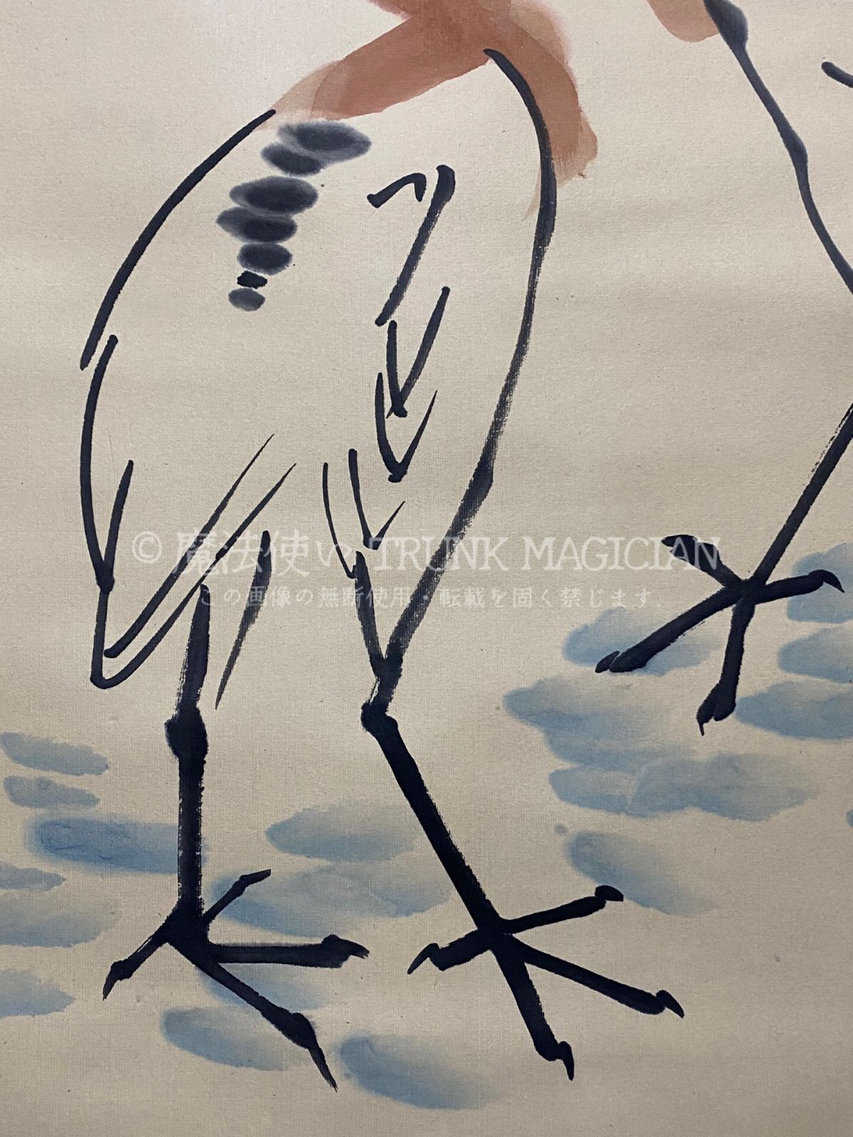 旧家蔵出し 四尺中堂画 李苦禅 花鳥画 宣紙 肉筆紙本 掛軸 中国画 中国