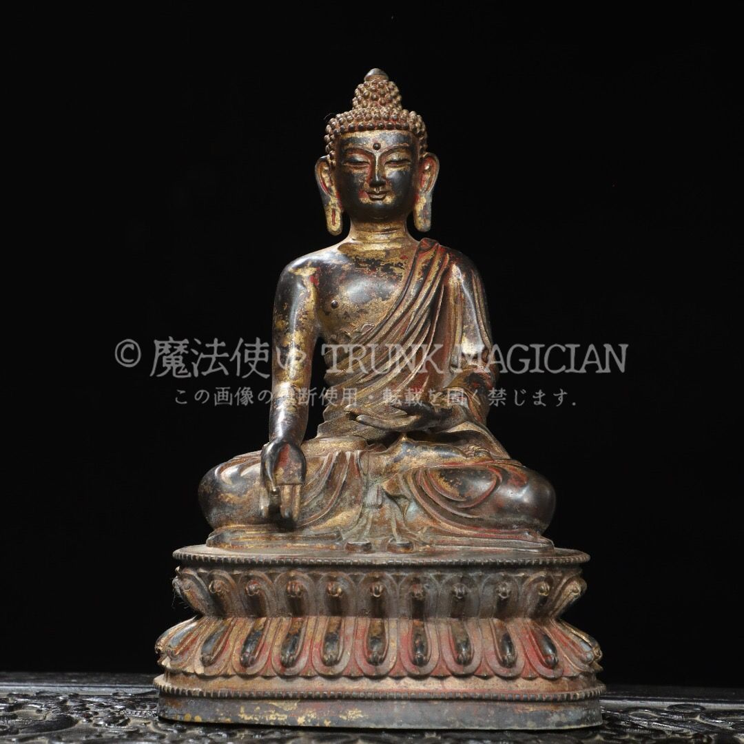 旧家蔵出し 銅製 泥金 阿彌陀仏 仏像 宗教 仏教古美術 供養品 古美術品