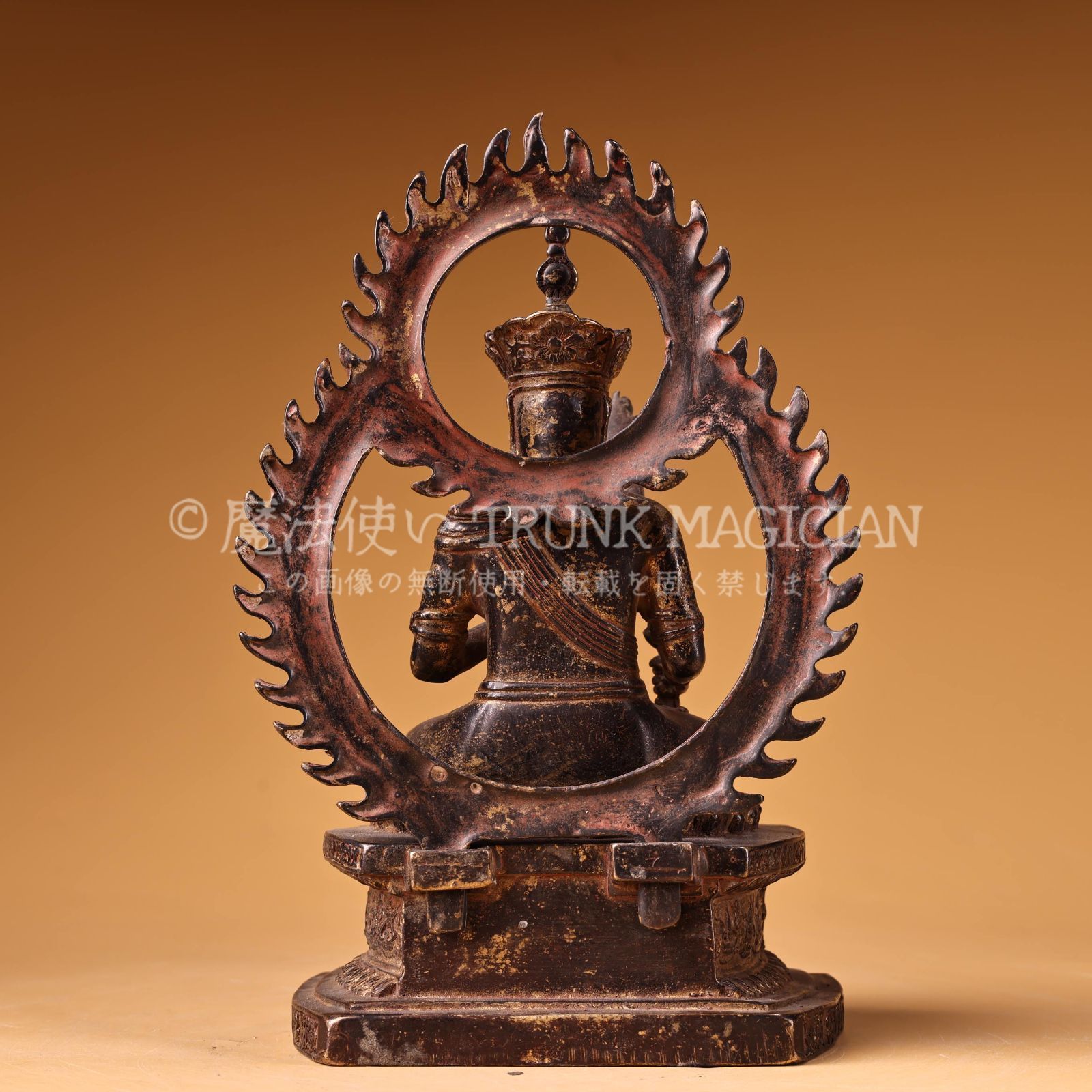 旧家蔵出し 銅製 泥金 浮彫 鏨刻 虚空蔵菩薩像 仏像 密宗密教 供養品