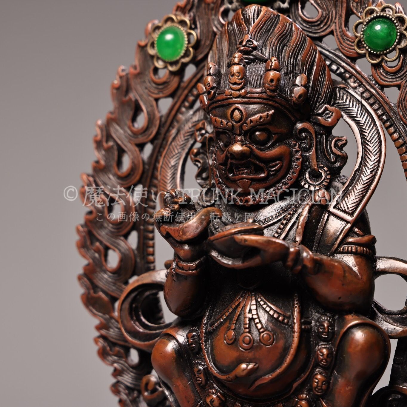 旧家蔵出し 銅製 寶石嵌 大黑天護法神像 仏像 宗教 仏教古美術 供養品