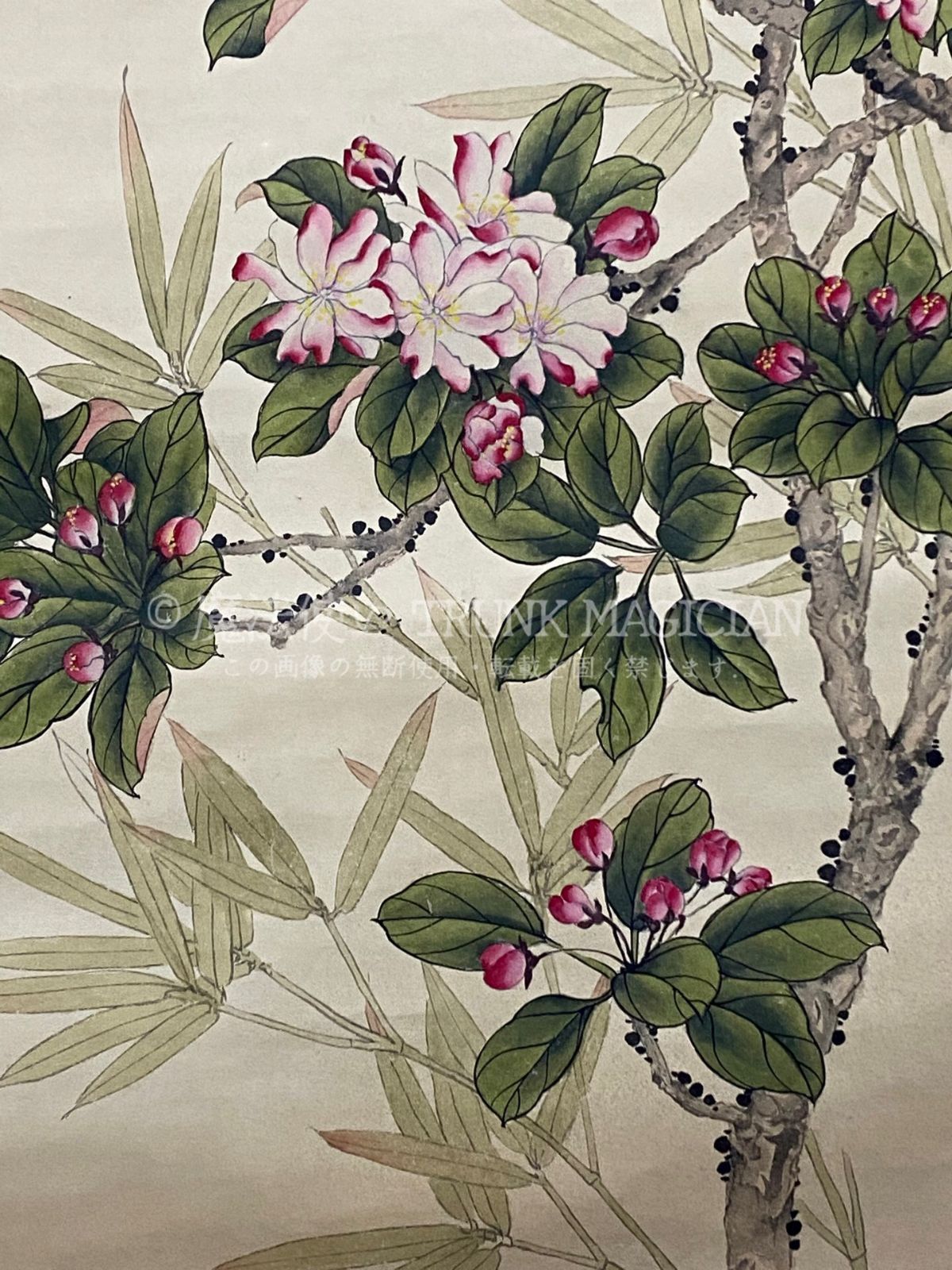 旧家蔵出し 四尺中堂画 陳之仏 花鳥画 宣紙 肉筆紙本 掛軸 中国画 中国