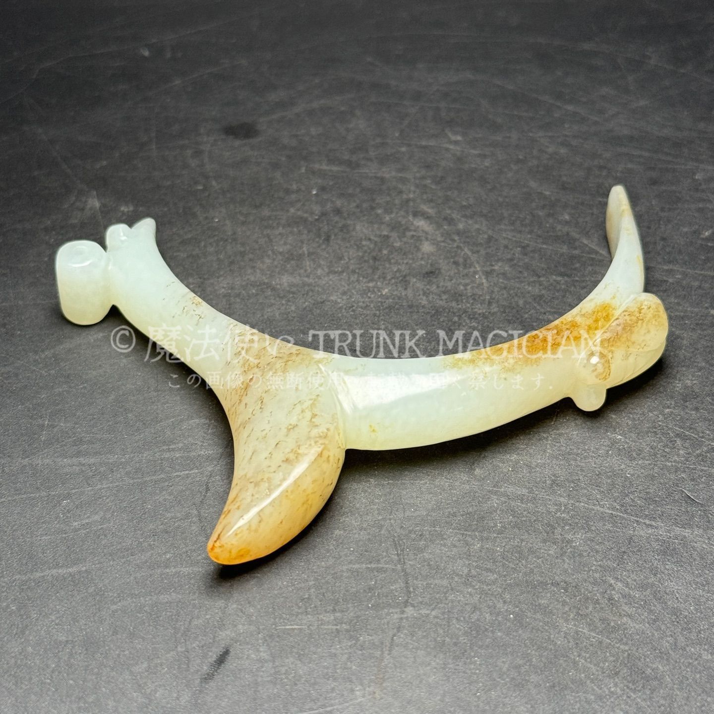 旧家蔵出し 和田玉細密彫 羊脂白玉 沁色自然 玉龍 彫刻 根付 裝身具 賞