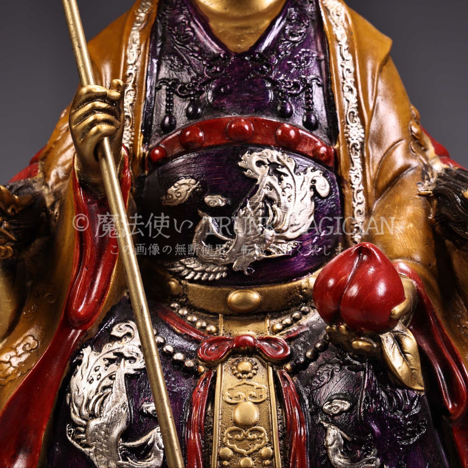 旧家蔵出し 銅製 浮彫 鏨刻 描金 彩繪 王母娘娘像 仏像 密宗密教 供養