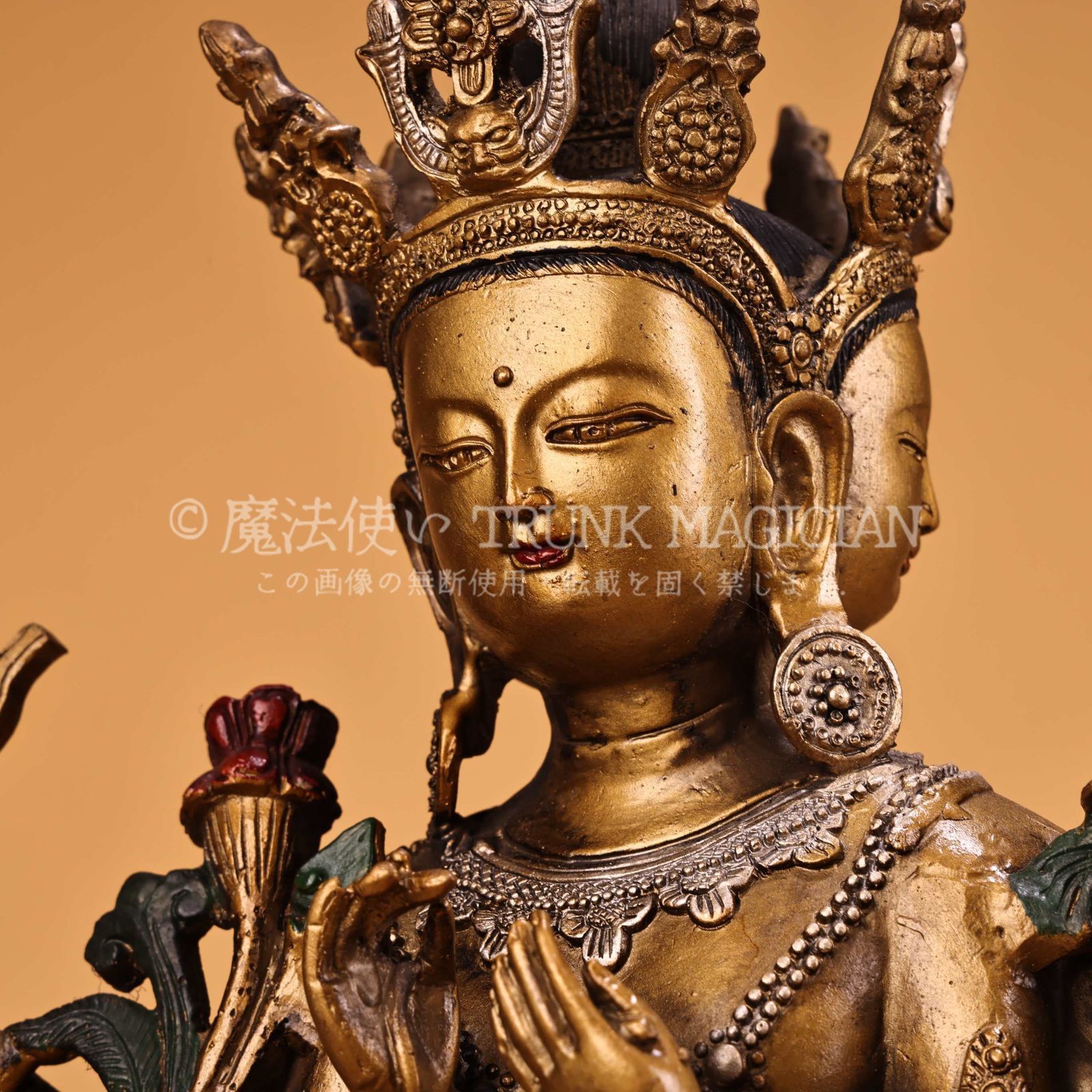 旧家蔵出し 銅製 描金 浮彫 鏨刻 彩繪 尊勝仏母像 仏像 密宗密教 供養