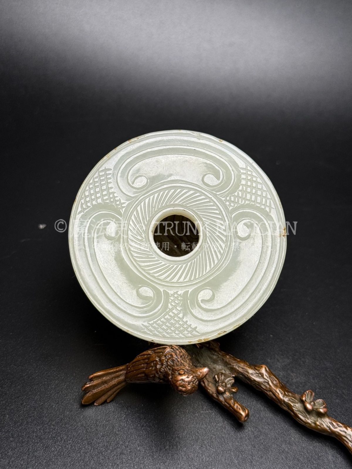 旧家蔵出し 和田玉細密彫 羊脂白玉 如意紋 平安扣 彫刻 根付 裝身具 賞