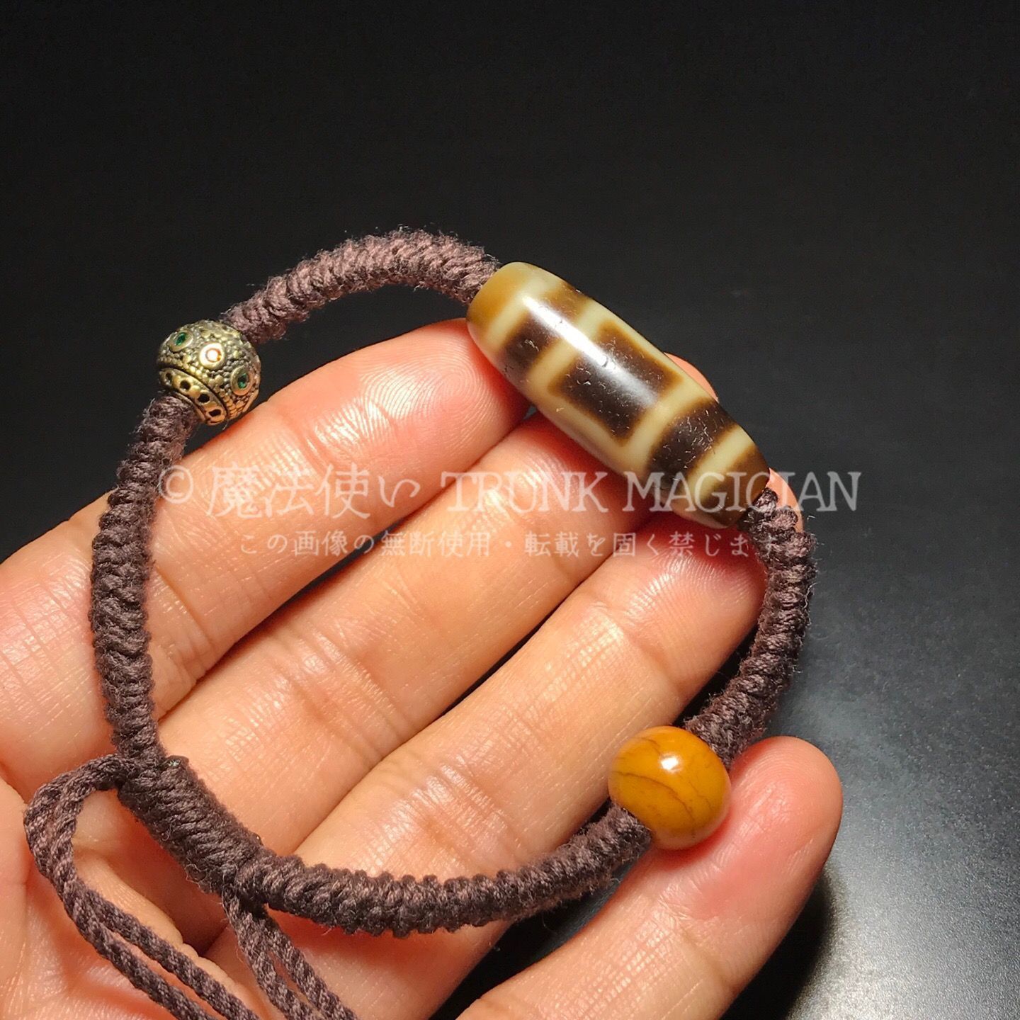 旧家蔵出し 瑪瑙細密彫 自然風化紋 天地天珠チェーン本 根付 供養品