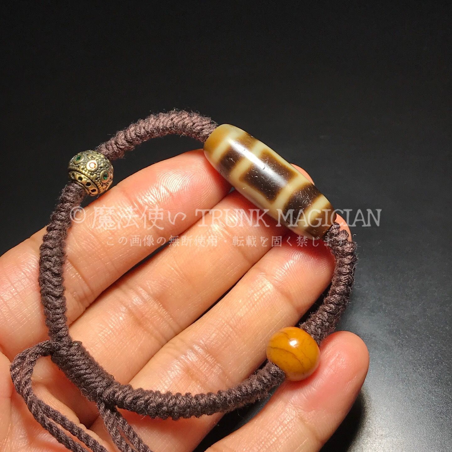 旧家蔵出し 瑪瑙細密彫 自然風化紋 天地天珠チェーン本 根付 供養品