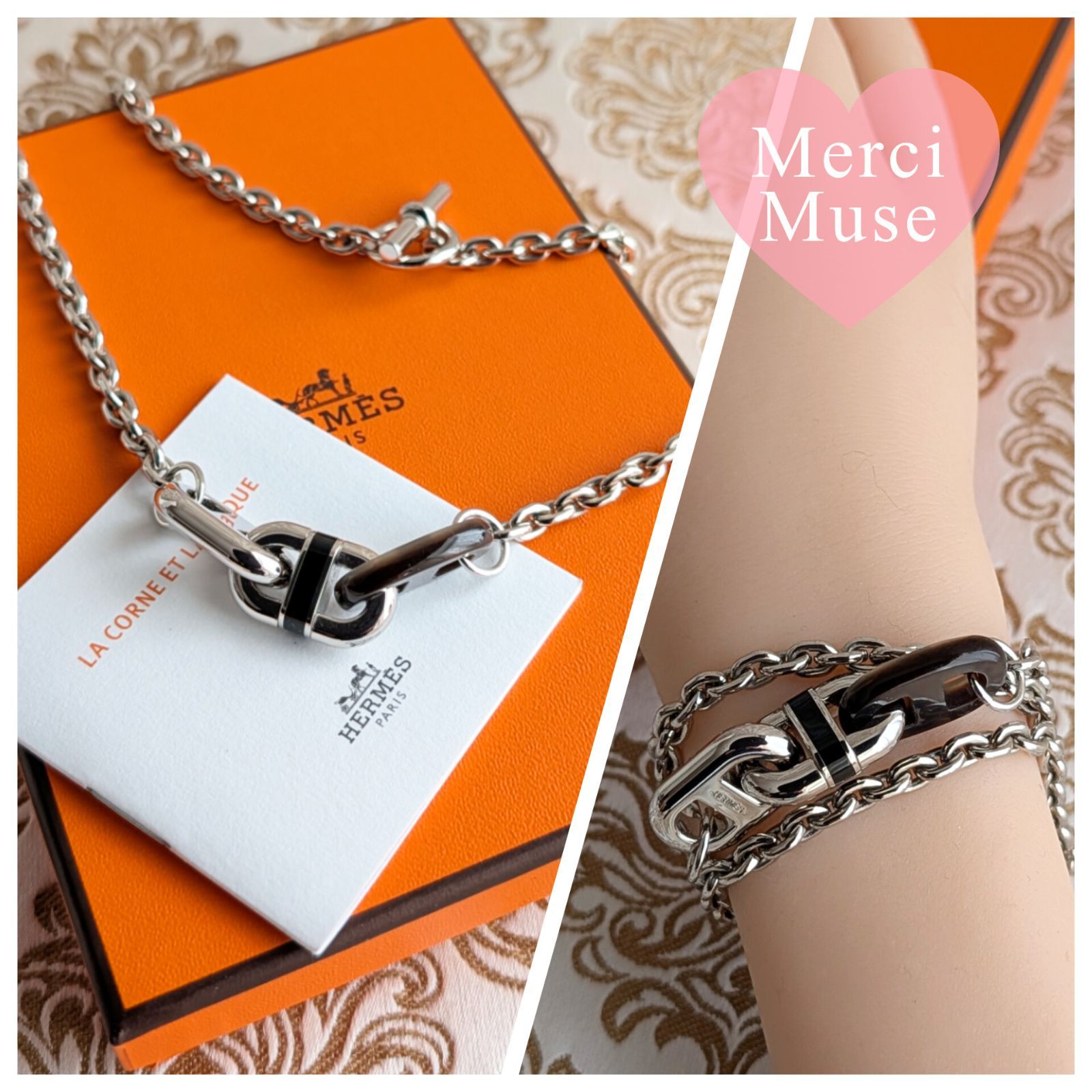 ❤お得なお品❤ハルスケット マイヨンネックレス ブラックxシルバー