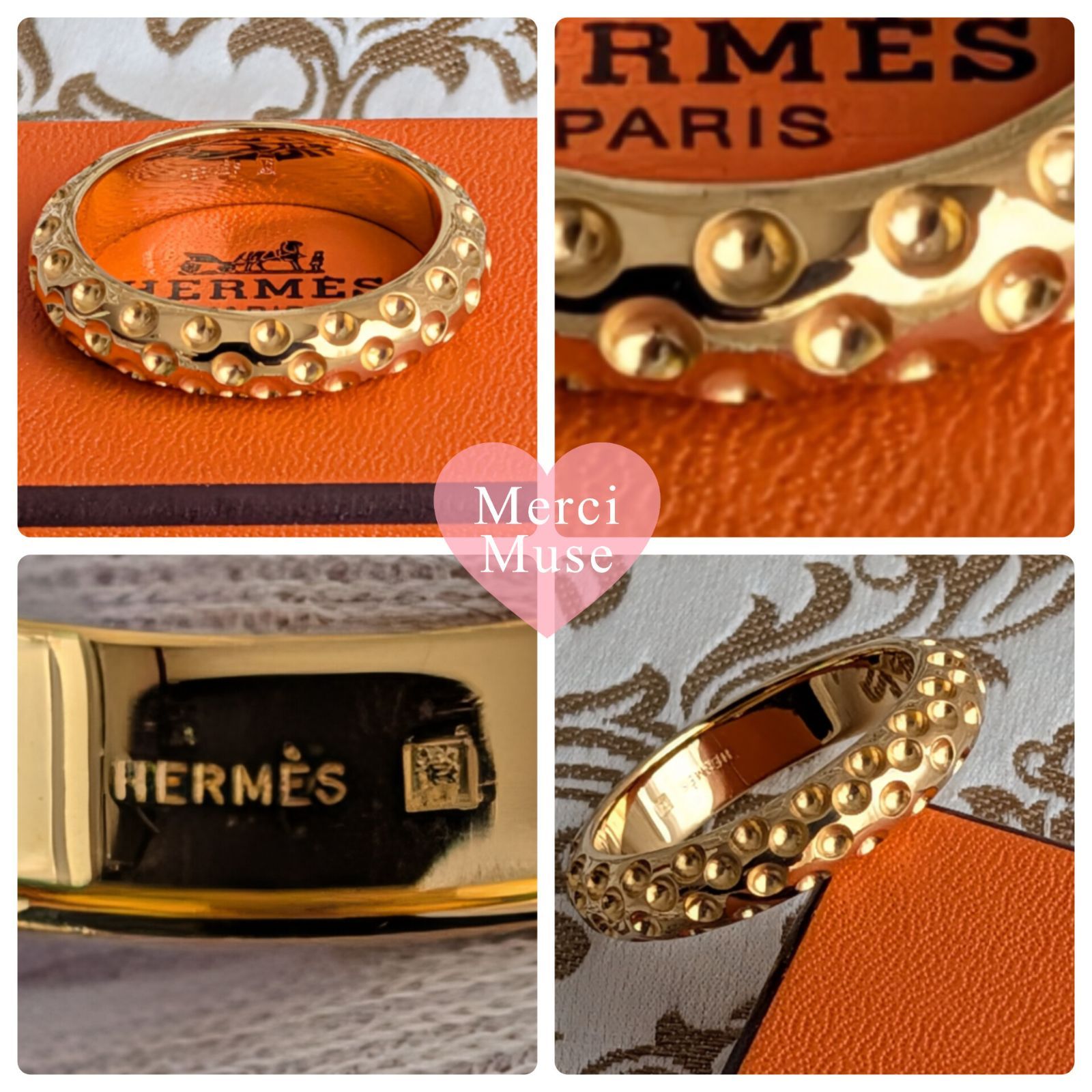 ❤お得なお品❤スカーフリング ツインズ G＆SV金具 エルメス ネックレスにも ❤お得なお品❤スカーフリング ドット ゴールド金具 エルメス