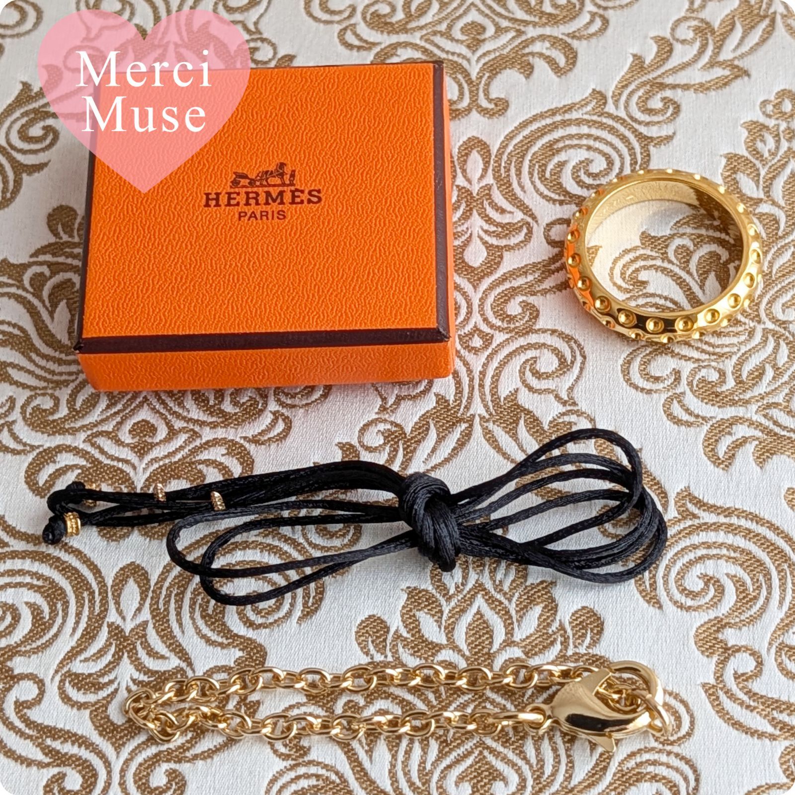 ❤お得なお品❤スカーフリング ドット ゴールド金具 エルメス