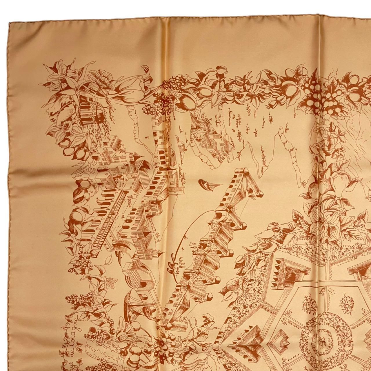 新品同様 HERMES エルメス スカーフ カレ90 シルク Au Pays de Cocagne 