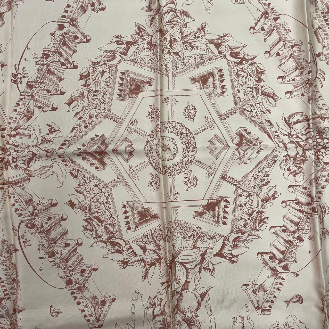 新品同様 HERMES エルメス スカーフ カレ90 シルク Au Pays de Cocagne 