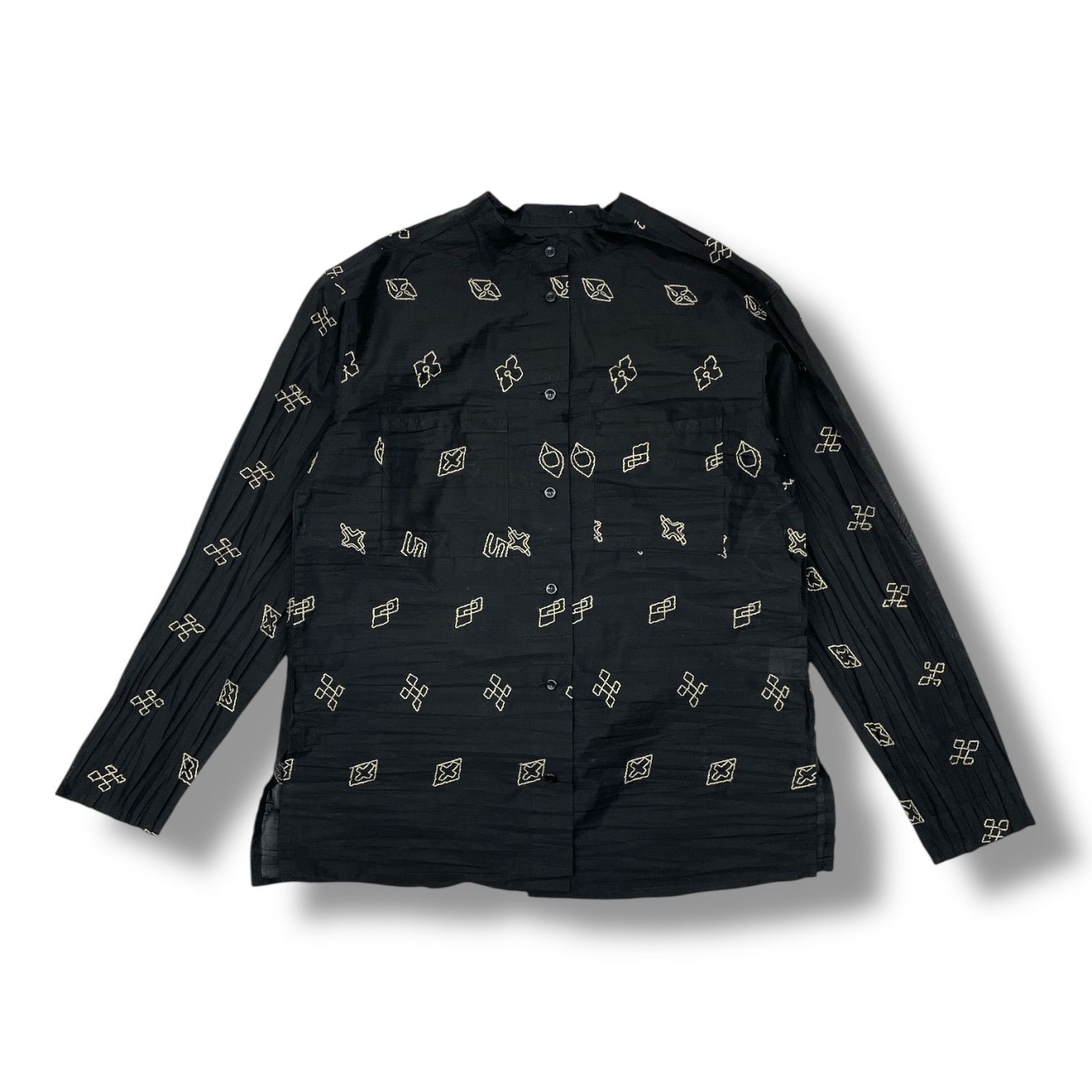 ISSEI MIYAKE HAAT イッセイミヤケハート 刺繍シャツ シワ加工 ノー