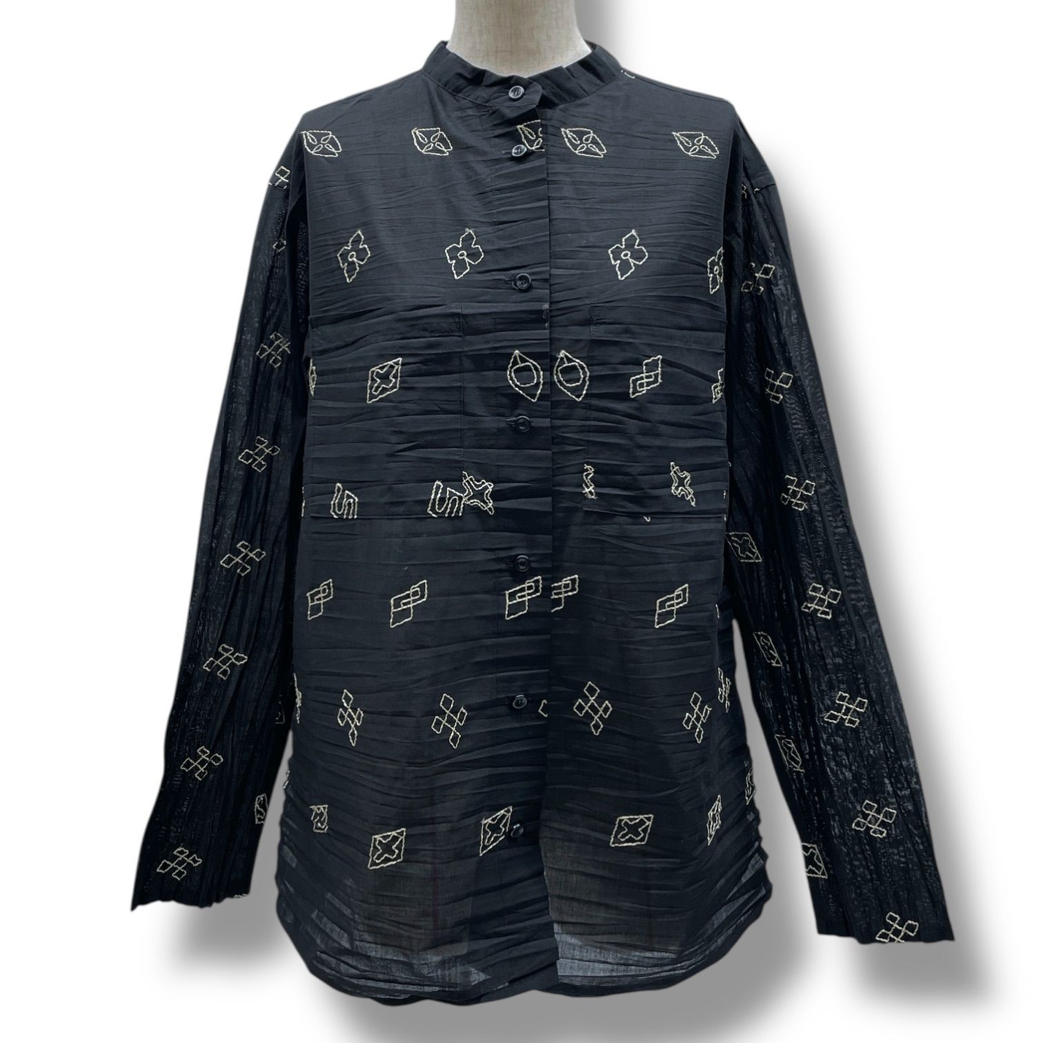 ISSEI MIYAKE HAAT イッセイミヤケハート 刺繍シャツ シワ加工 ノー