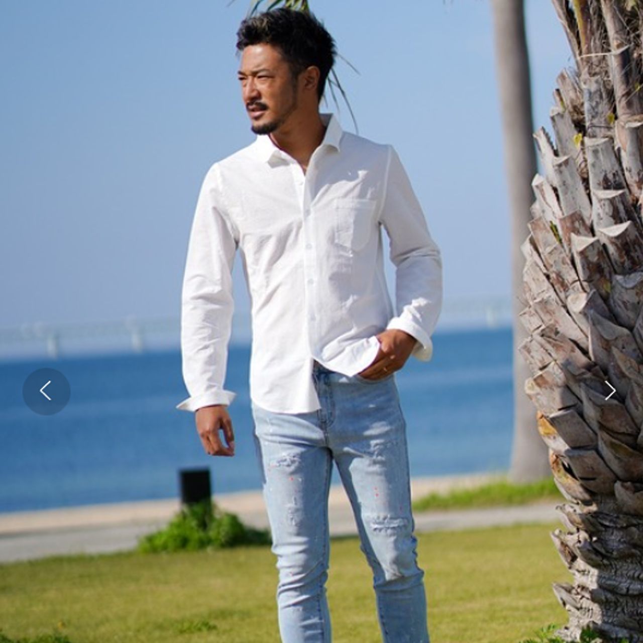 極美品】アダムスジャグラー シアサッカーシャツ RTEG 長袖 ホワイト