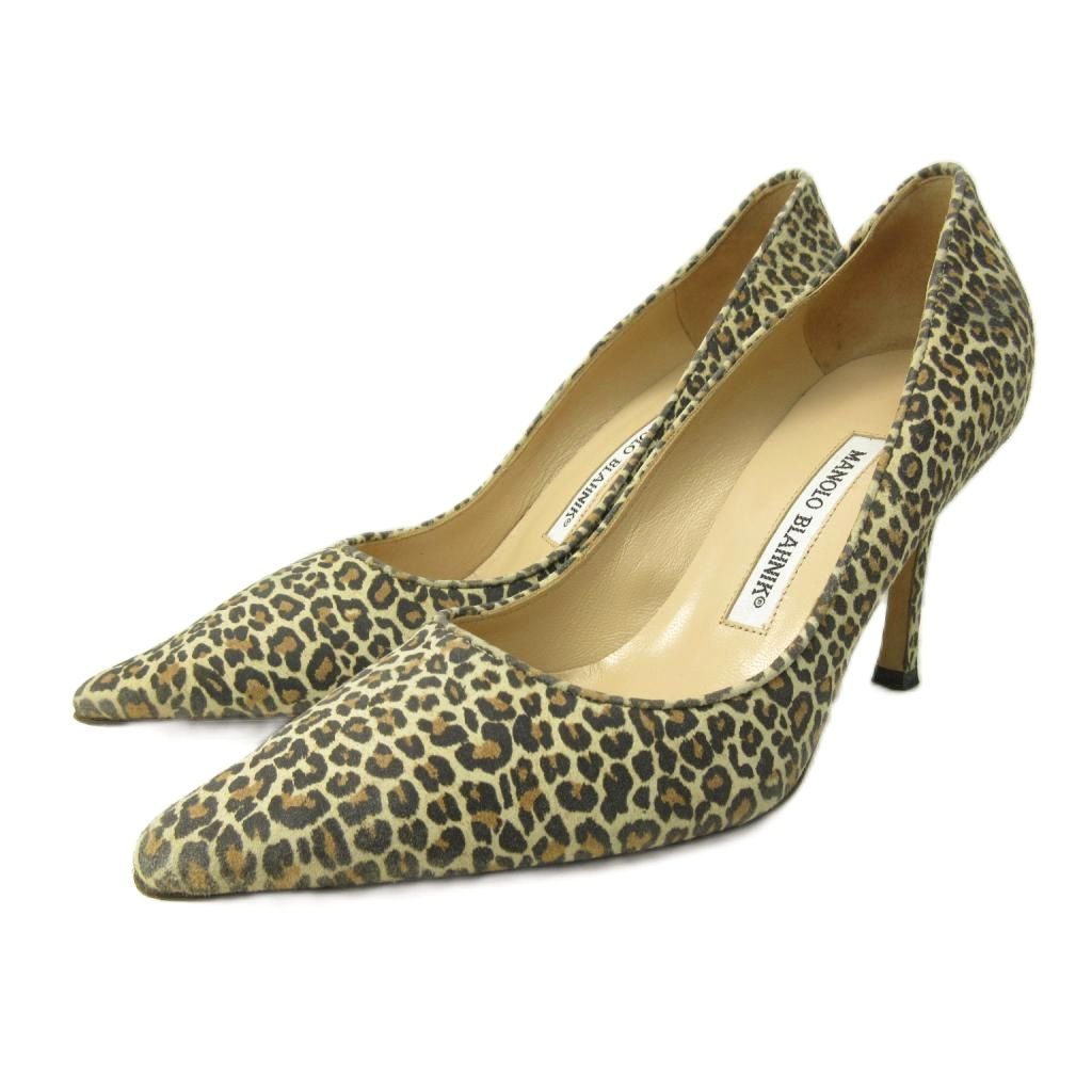 MANOLO BLAHNIK38 マノロブラニクヒョウ柄パンプス 24cm マノロブラニク MANOLO BLAHNIK パンプス シューズ ポインテッドトゥ